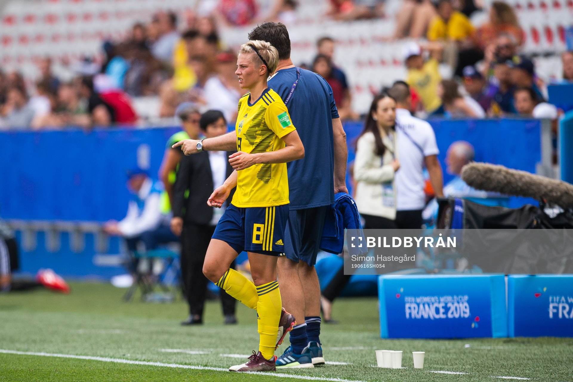 Lina Hurtig of Sweden enters the pitch