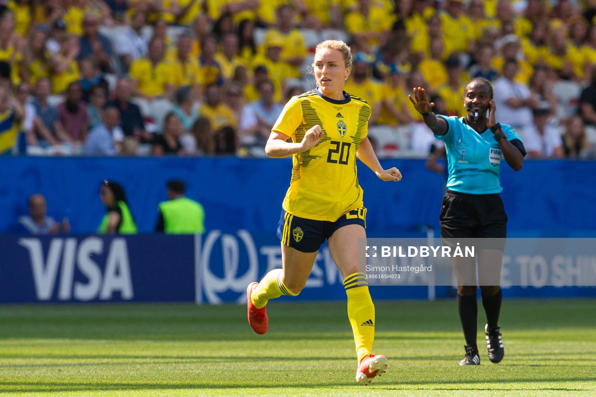 Mimmi Larsson of Sweden enters the pitch