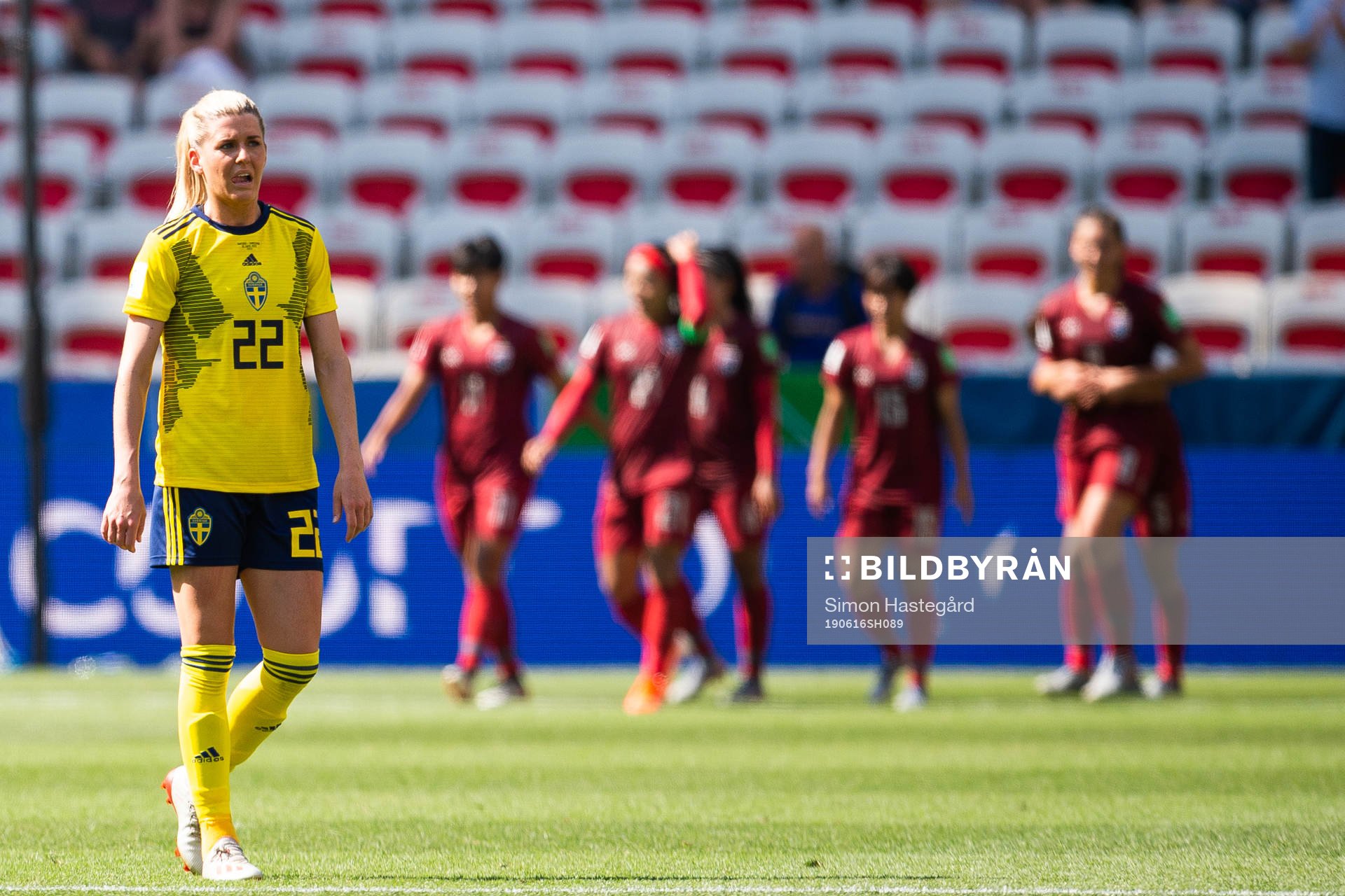 Olivia Schough of Sweden looks dejected