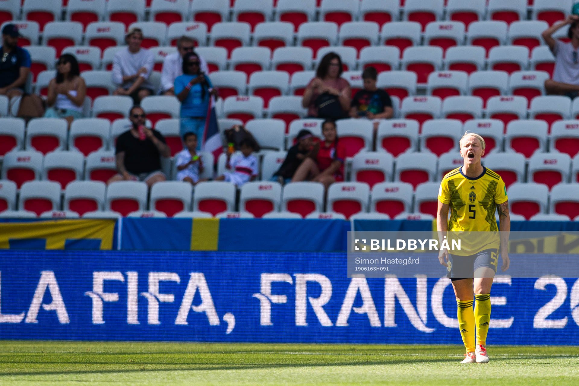 Nilla Fischer of Sweden looks dejected