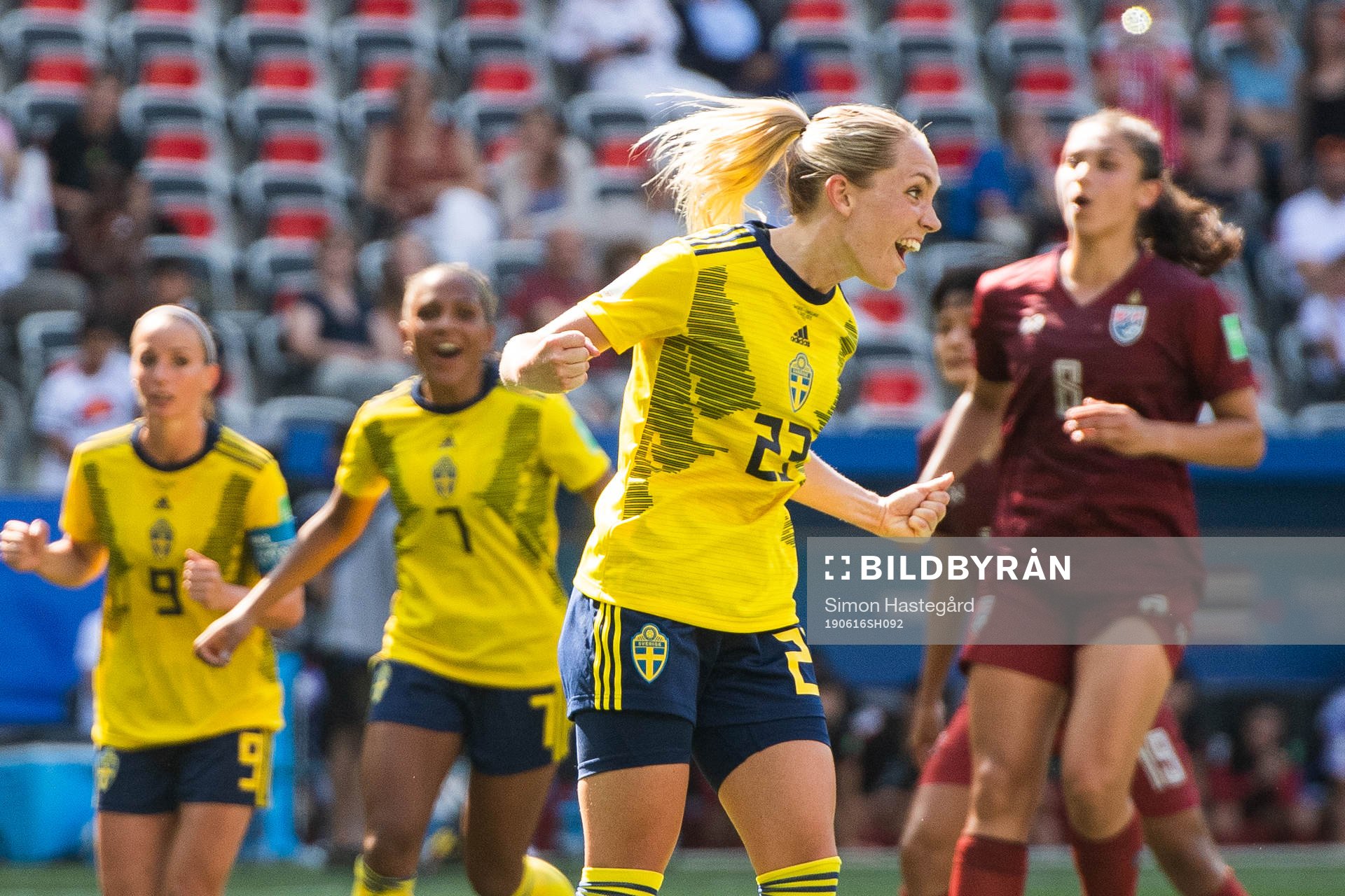 Elin Rubensson of Sweden celebrates scoring 5-1