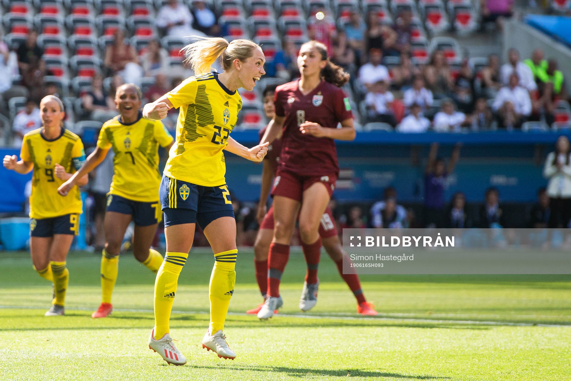 Elin Rubensson of Sweden celebrates scoring 5-1