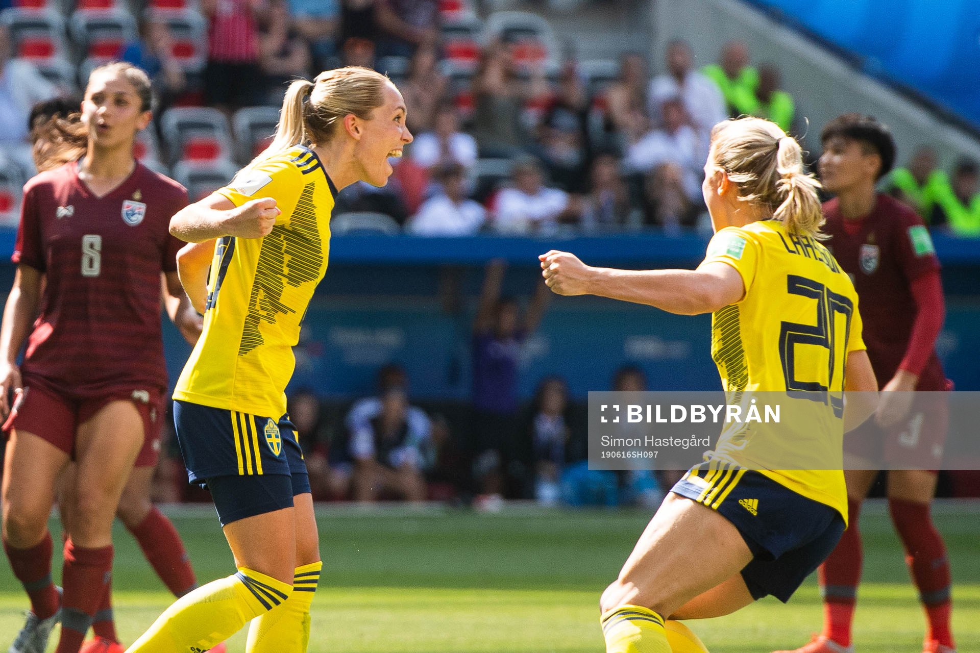 Elin Rubensson of Sweden celebrates scoring 5-1