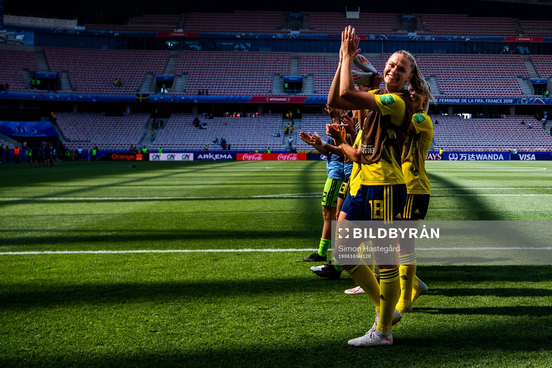 Fridolina Rolfö  of Sweden celebrates
