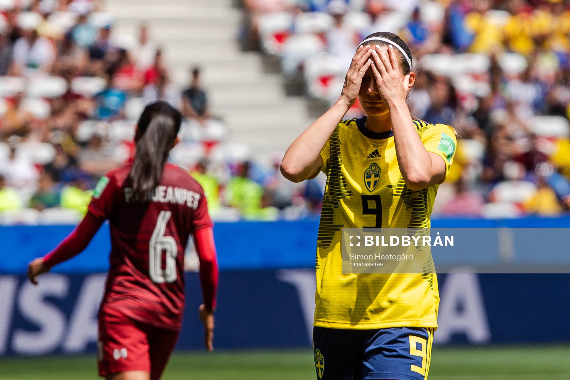 Kosovare Asllani of Sweden looks dejected