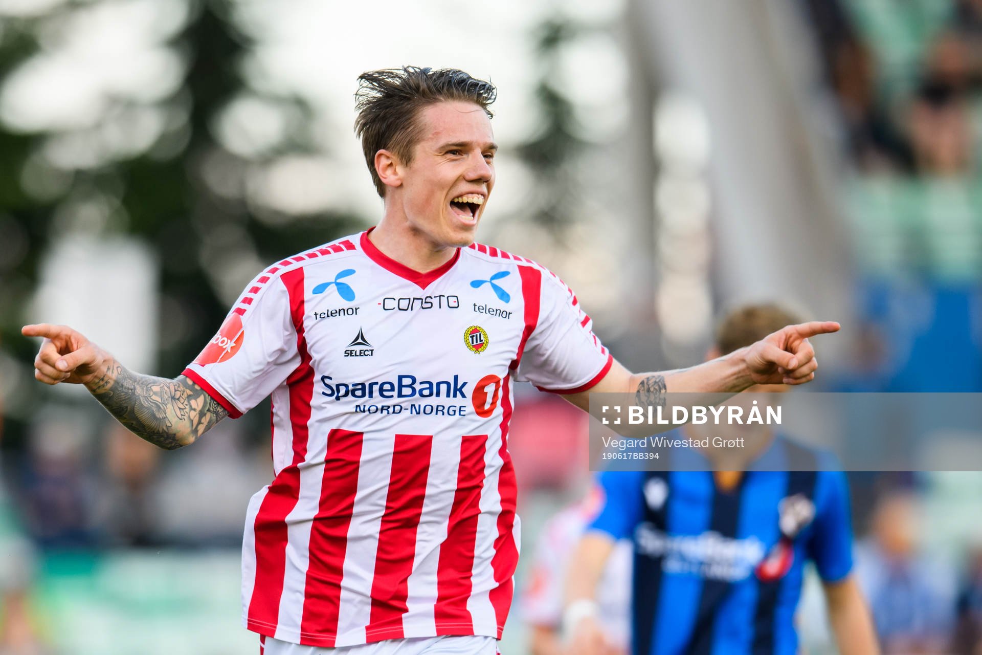 Robert Taylor of Tromsø celebrates after his 0-1 goal during the Eliteserien football match between Stabæk and Tromsø on June 17, 2019 in Bekkestua.