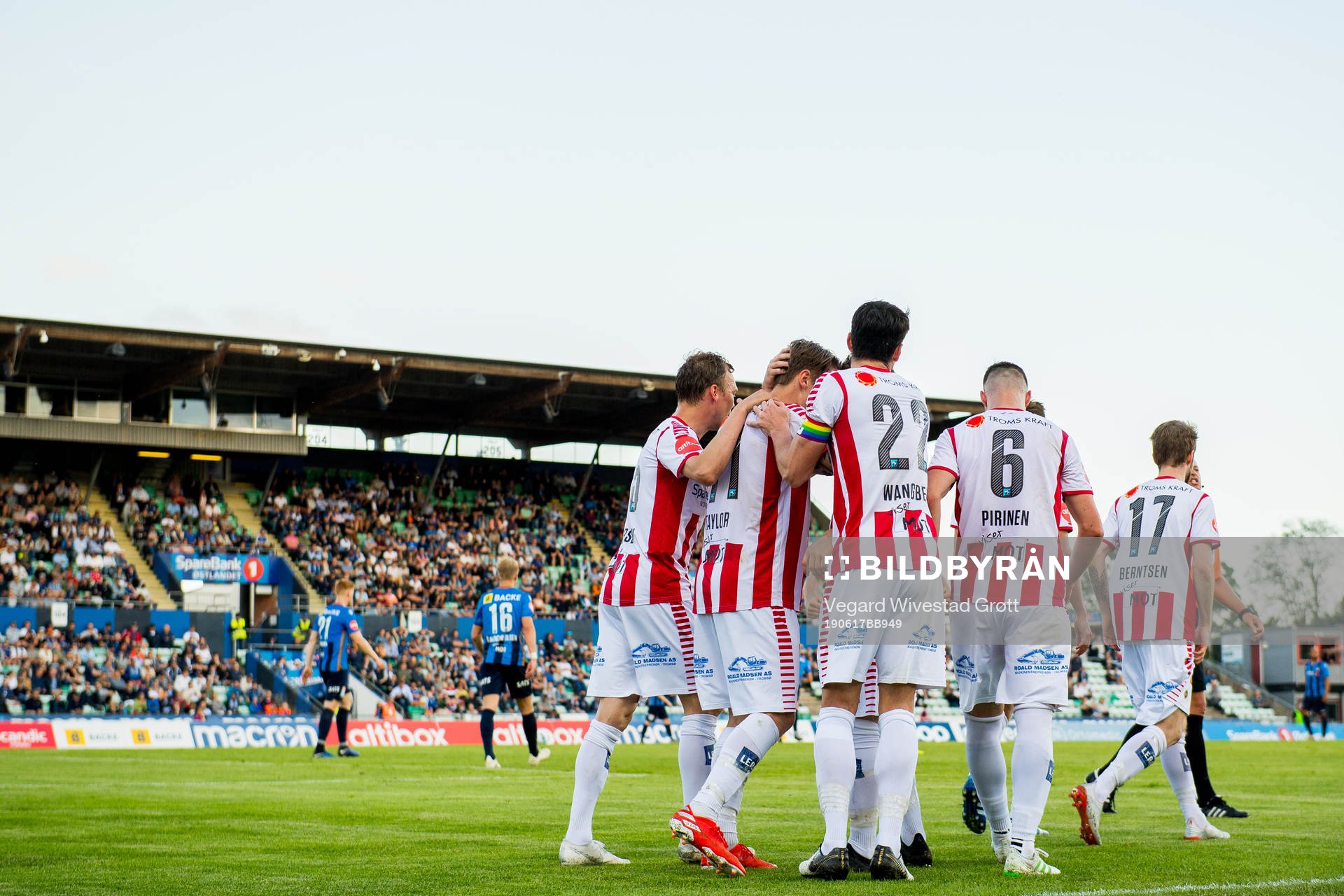 Robert Taylor of Tromsø celebrates with teammates