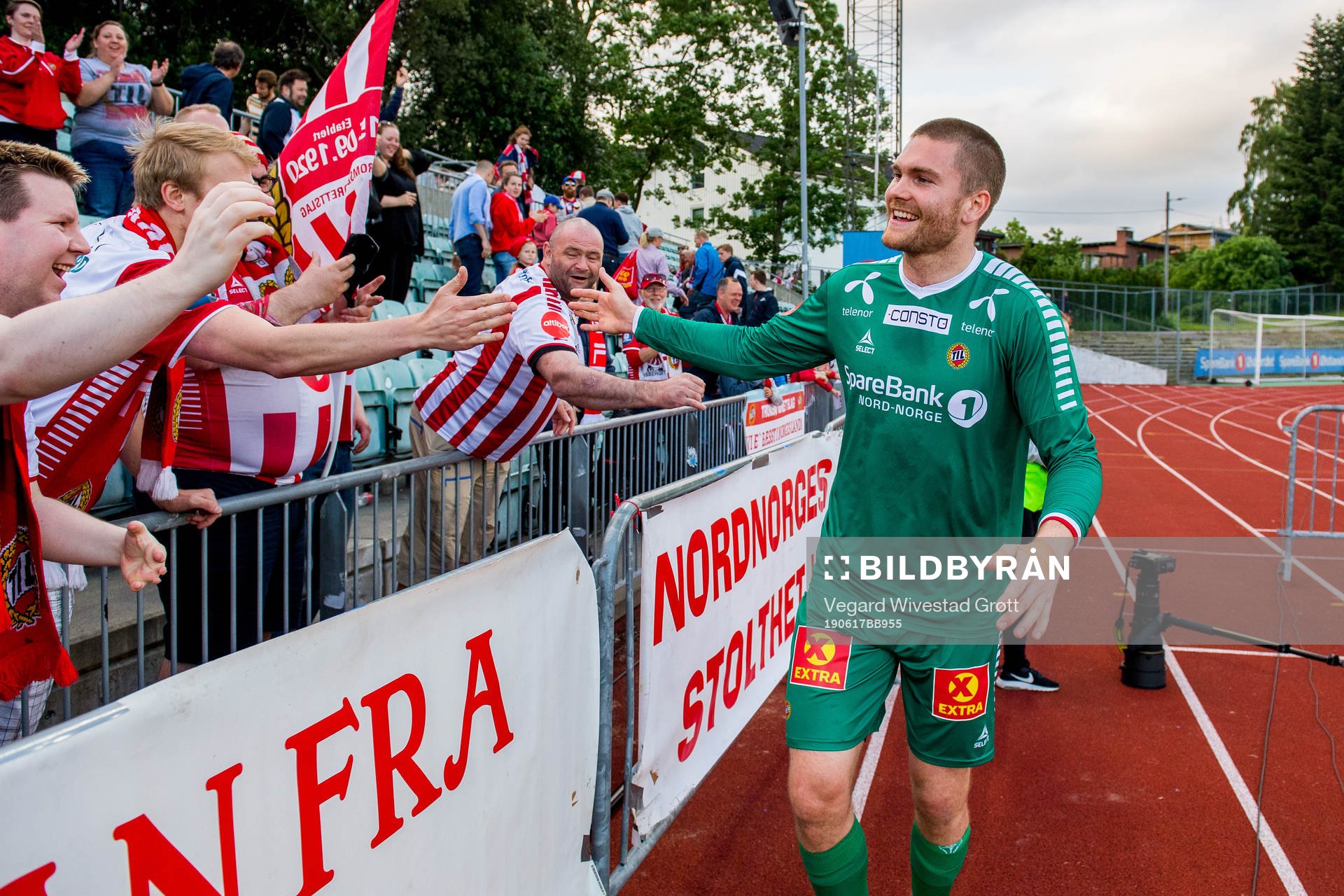 Goalkeeper Gudmund Kongshavn of Tromsø celebrates
