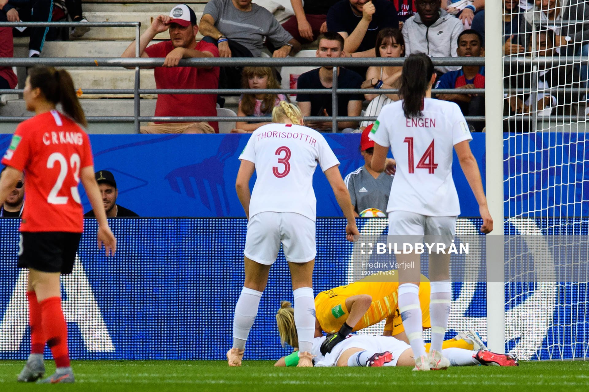 Maren Nævdal Mjelde of Norway in pain