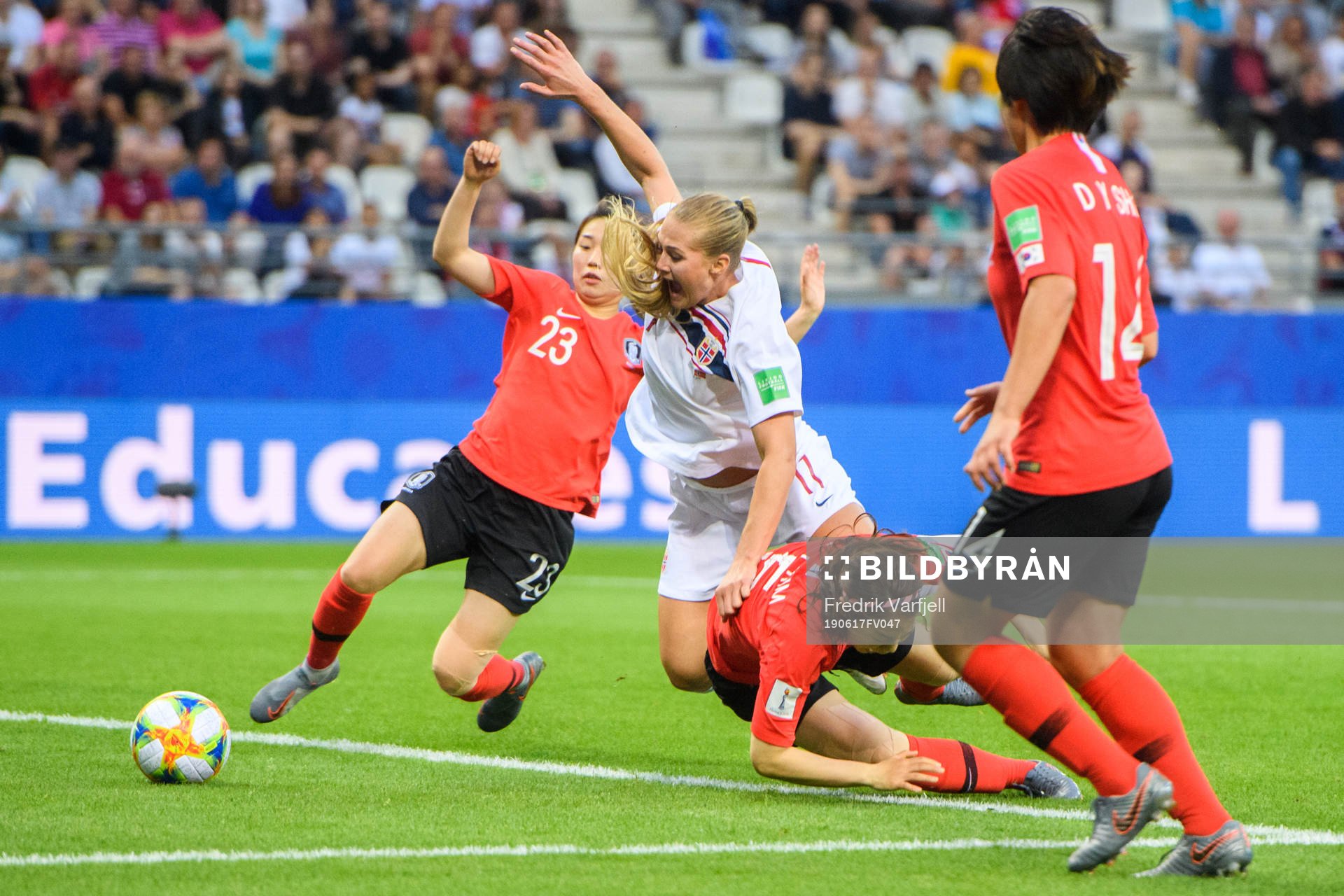 Kang Chaerim and Kim Doyeon of South Korea in action