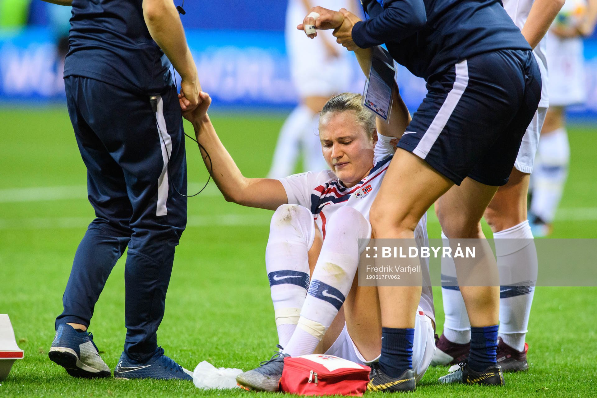 Caroline Graham Hansen of Norway in pain