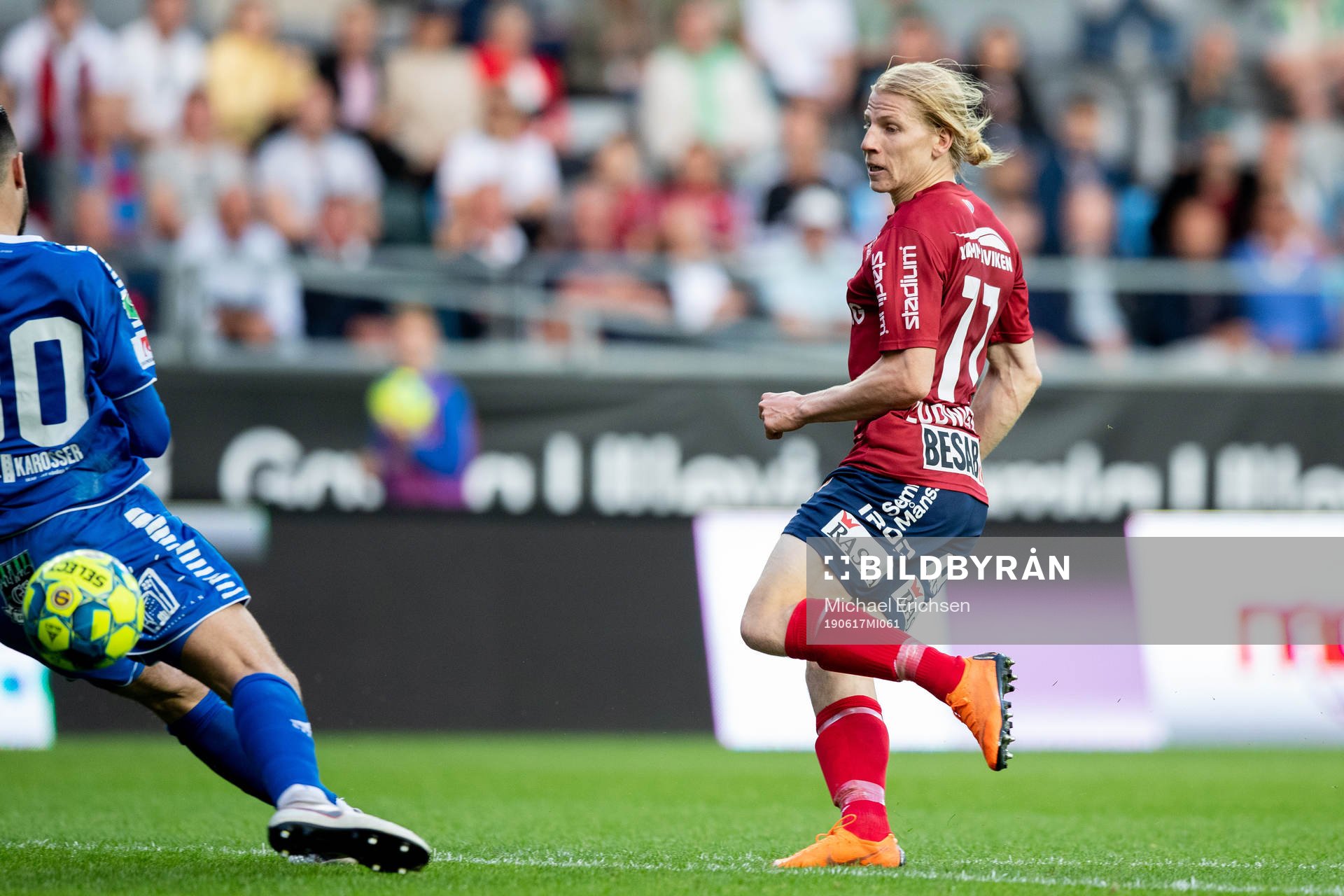 Örgrytes Gustav Ludwigson gör 1-0 målet bakom GAIS