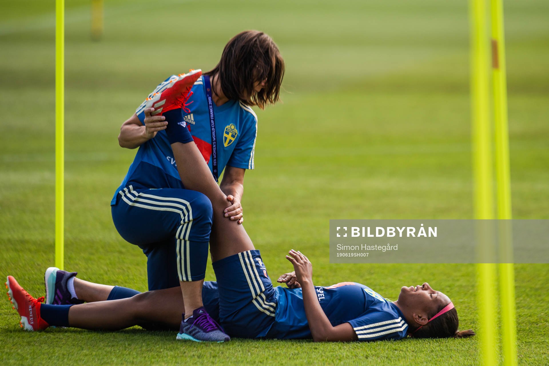 Madelen Janogy of Sweden receives treatment
