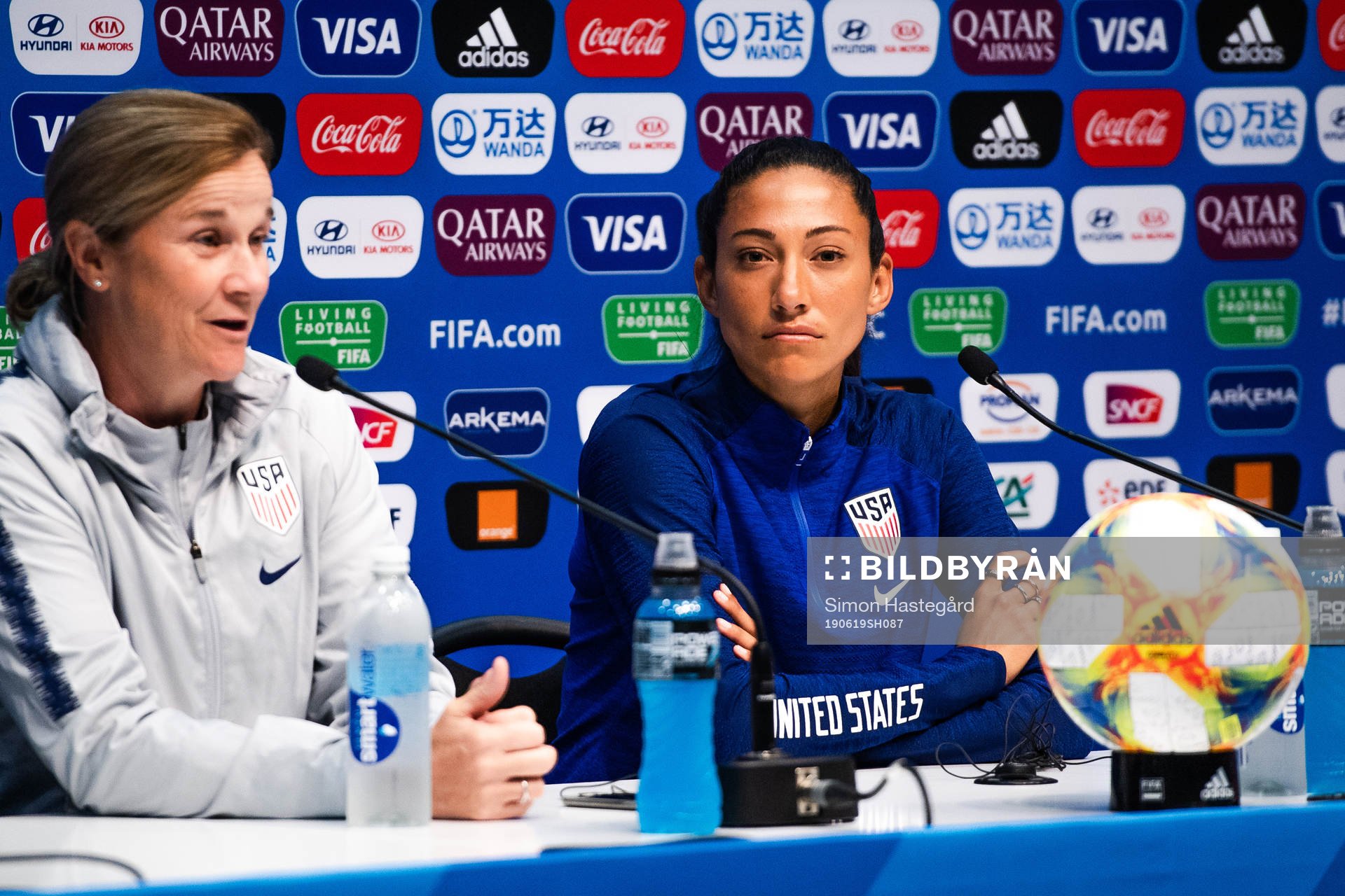 Jillian Ellis, head coach and Christen Press of USA
