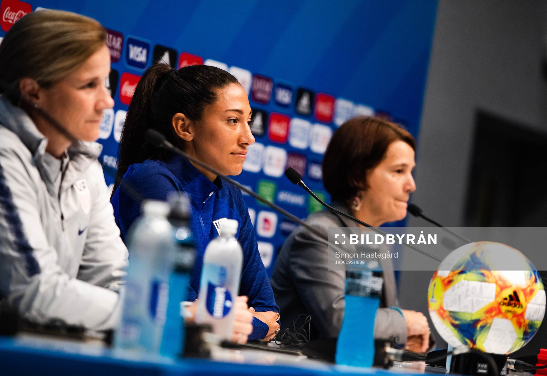 Jillian Ellis, head coach and Christen Press of USA
