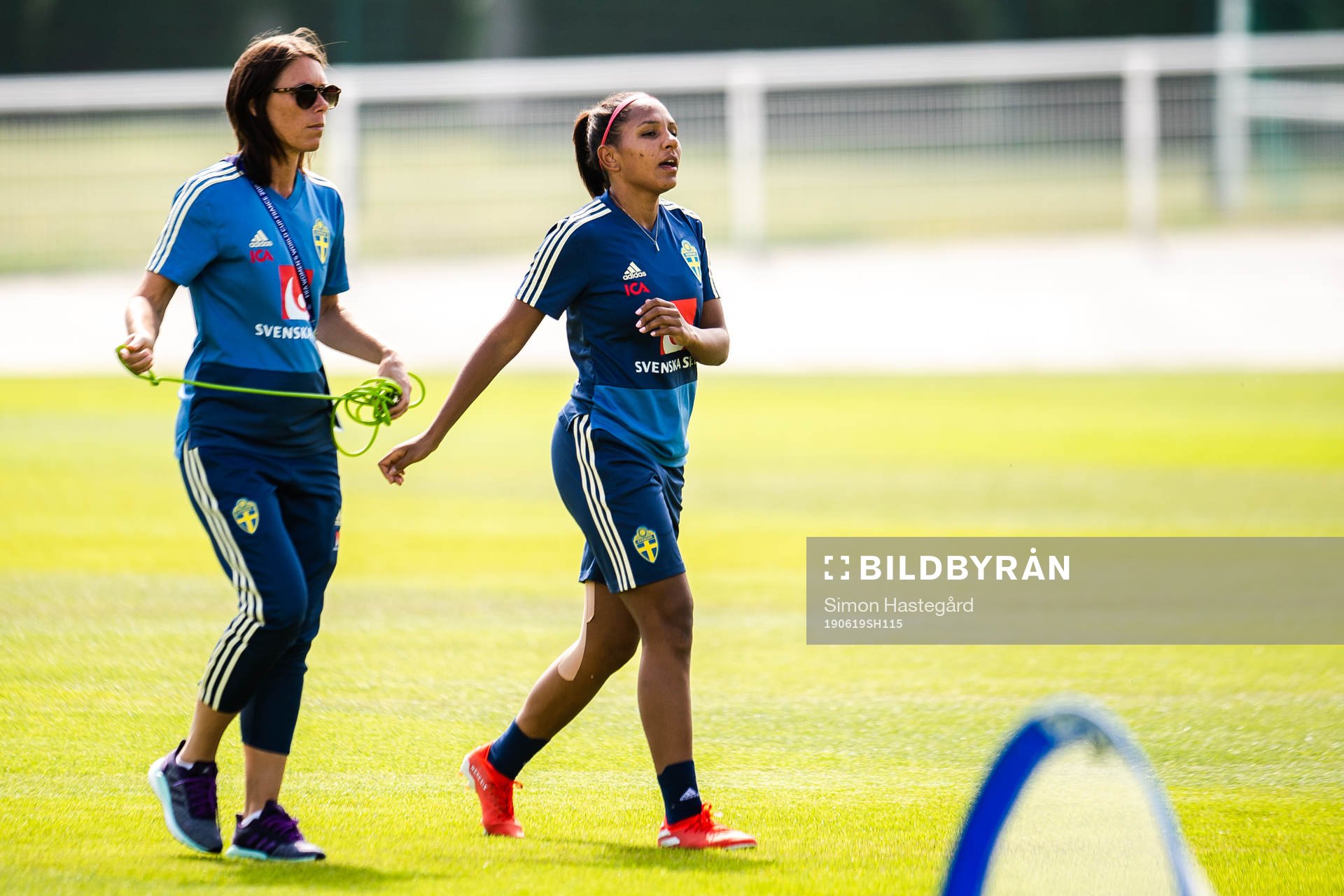 Madelen Janogy of Sweden receives treatment