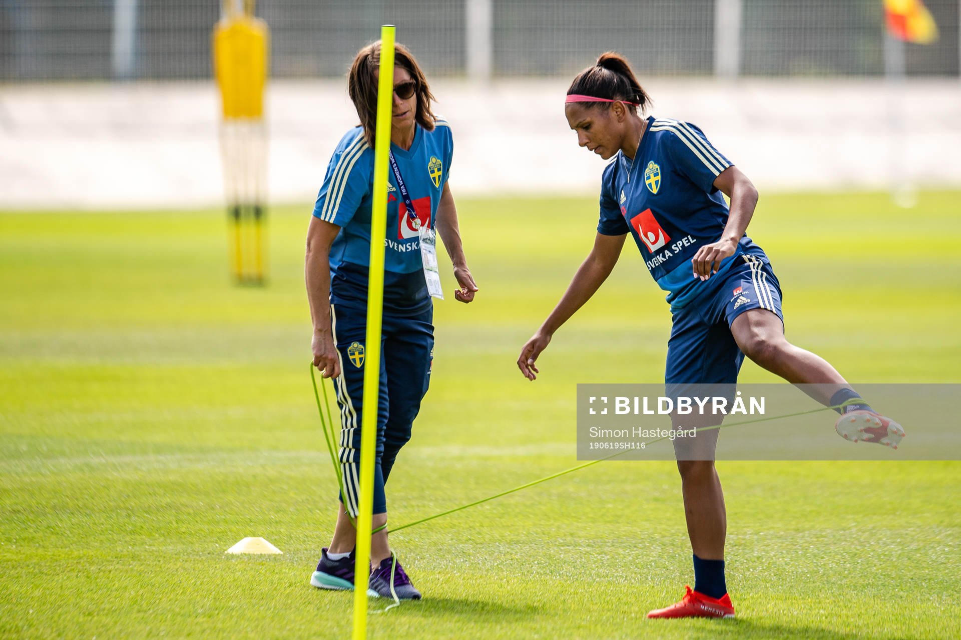 Madelen Janogy of Sweden receives treatment