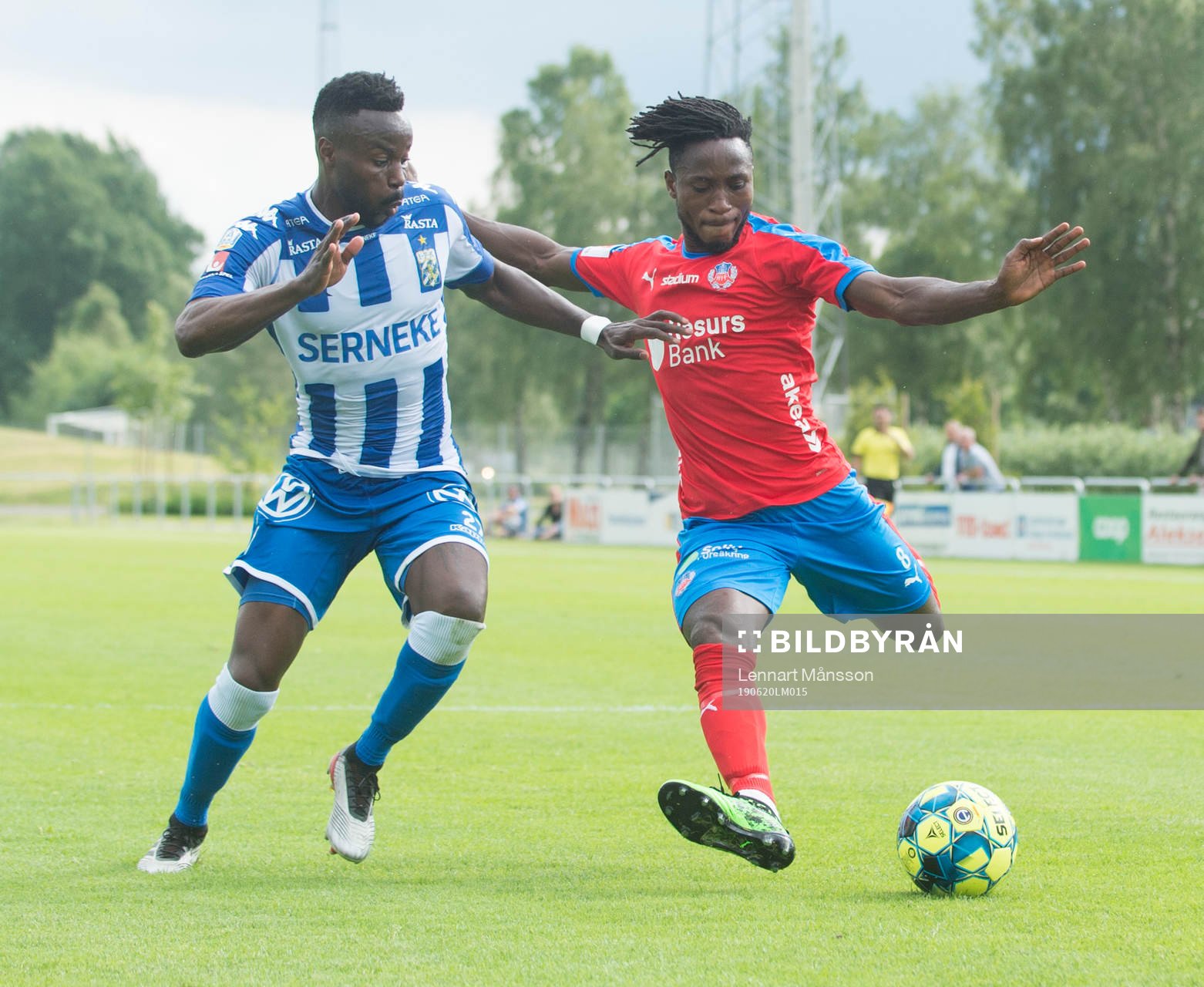 Helsingborgs Mamodo Moro i träningsmatchen mellan Helsingborgs IF och IFK Göteborg i Hässleholm 20 juni 2019.  