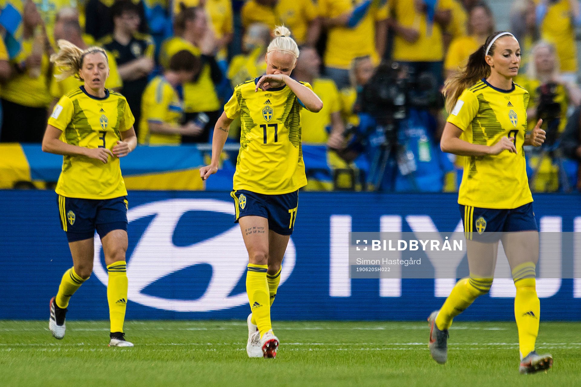 Linda Sembrant, Caroline Seger and Kosovare Asllani of