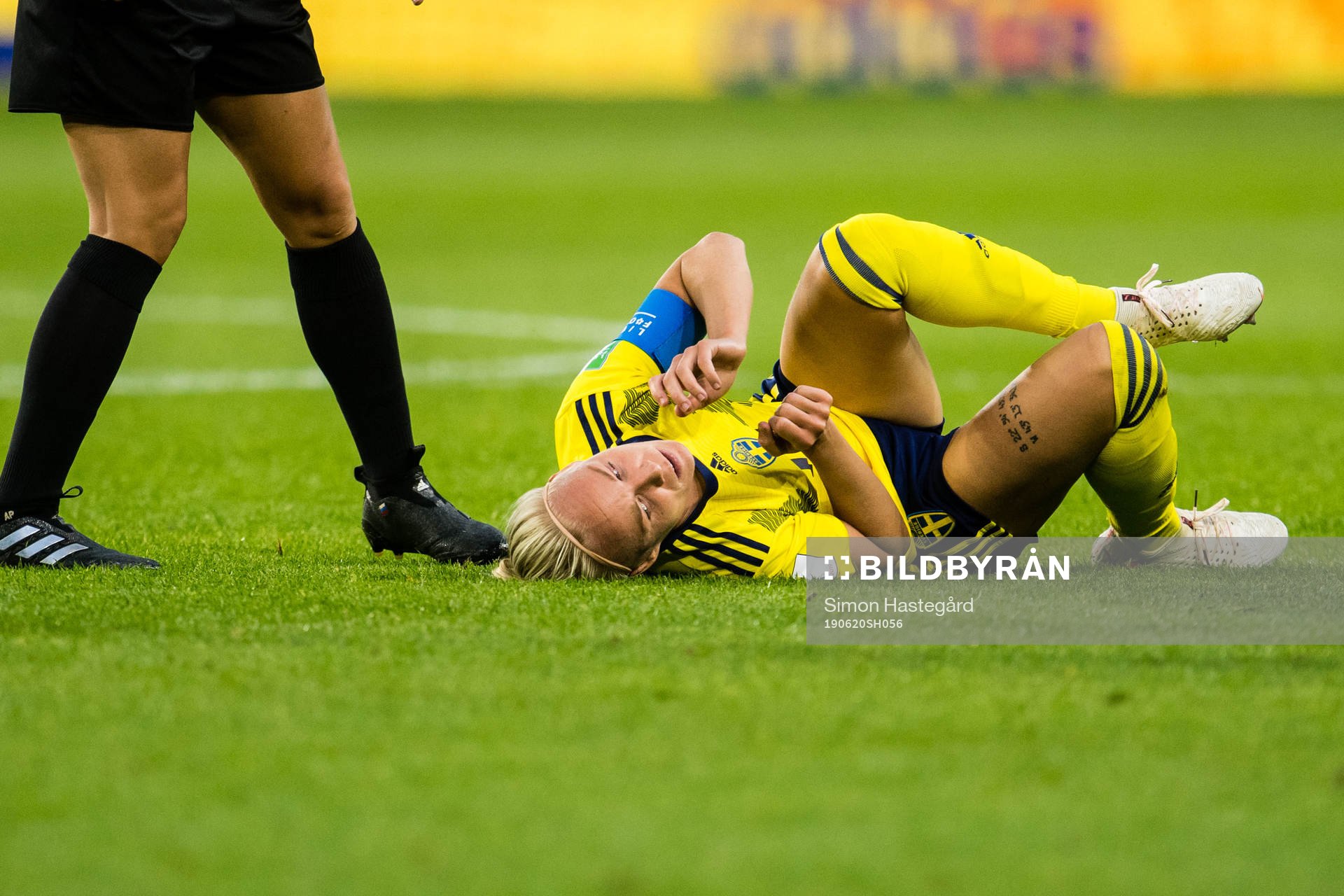 Caroline Seger of Sweden in pain