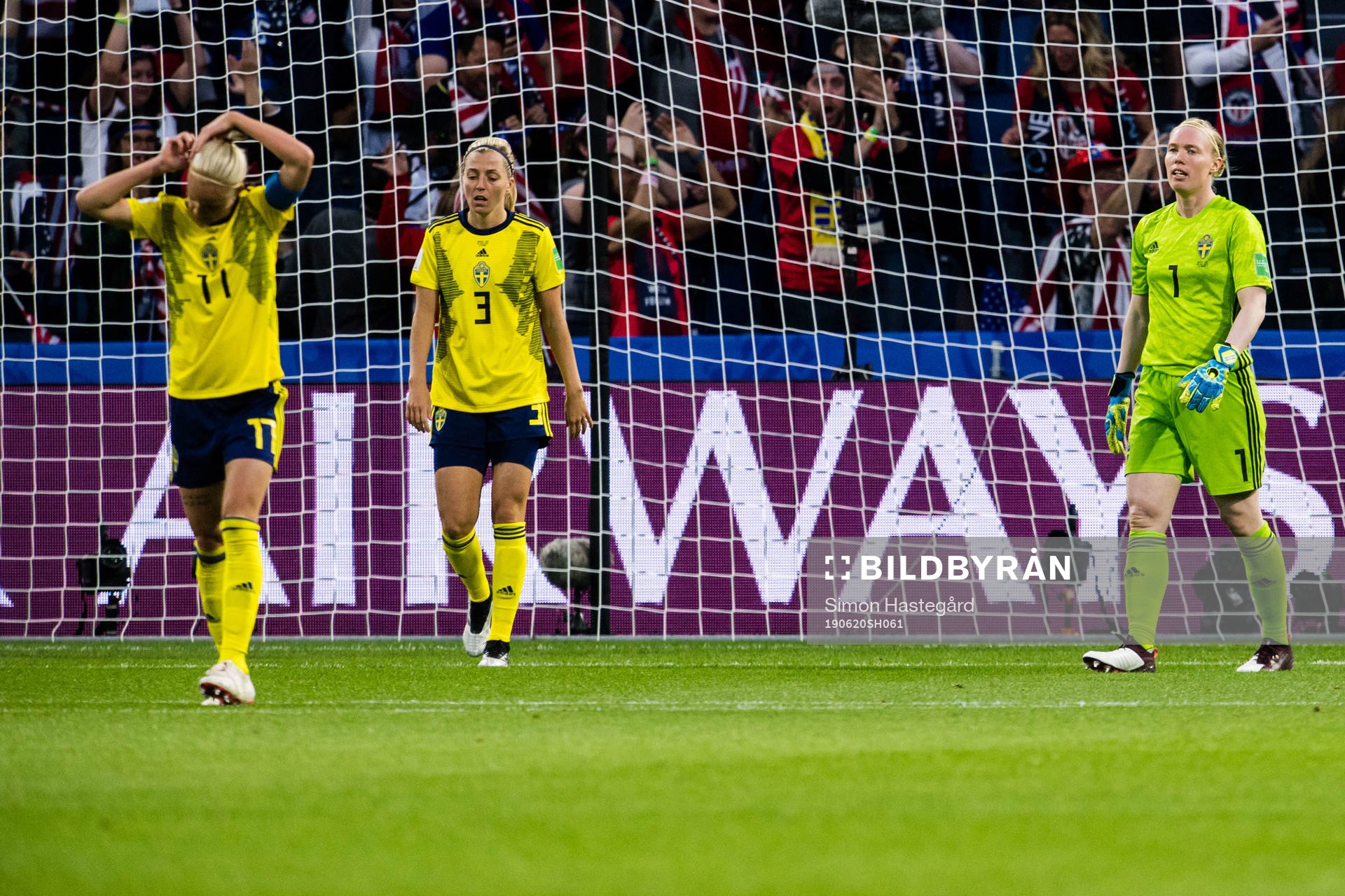 Caroline Seger, Linda Sembrant and goalkeeper Hedvig