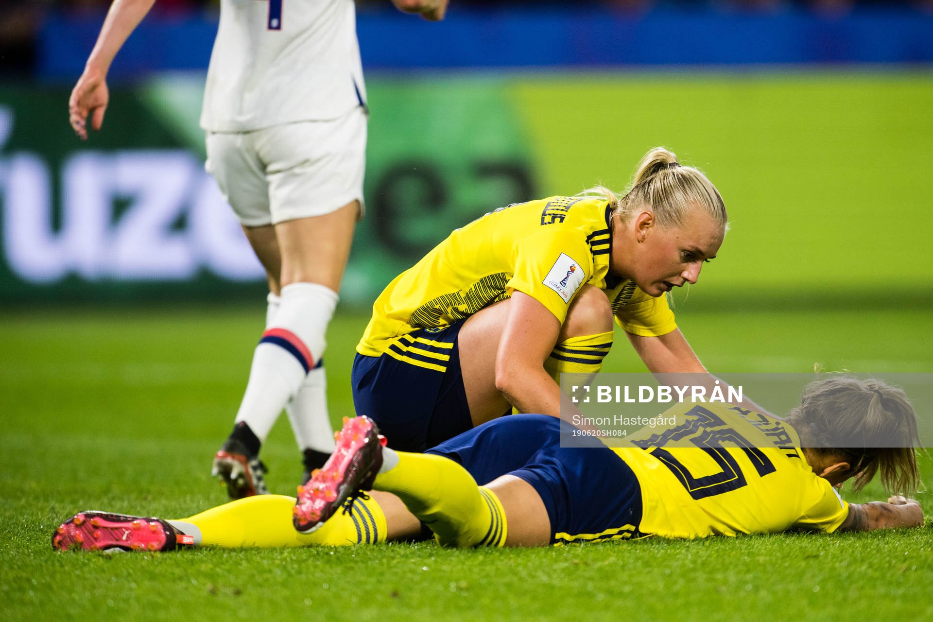 Nathalie Björn of Sweden in pain