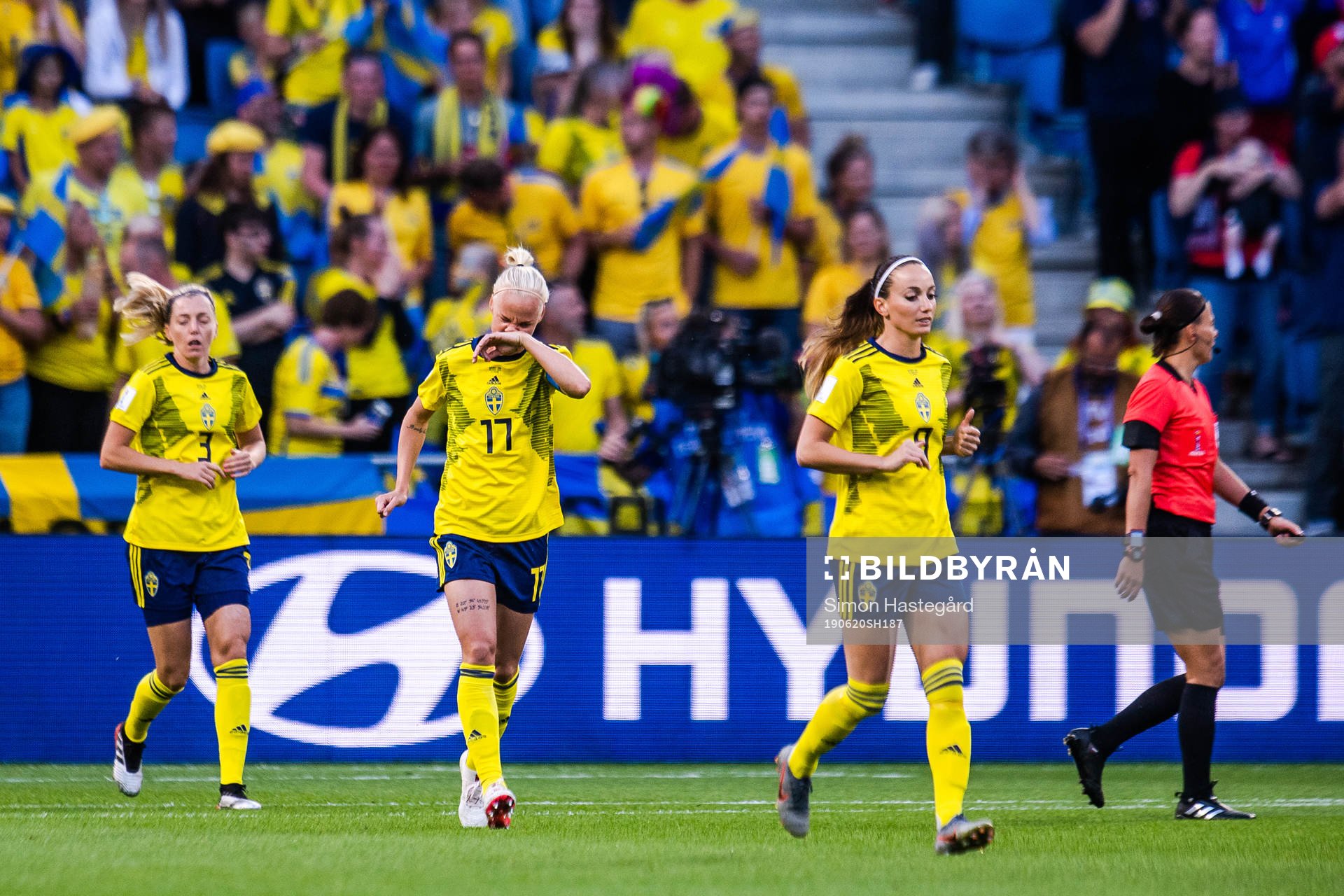 Linda Sembrant, Caroline Seger and Kosovare Asllani of
