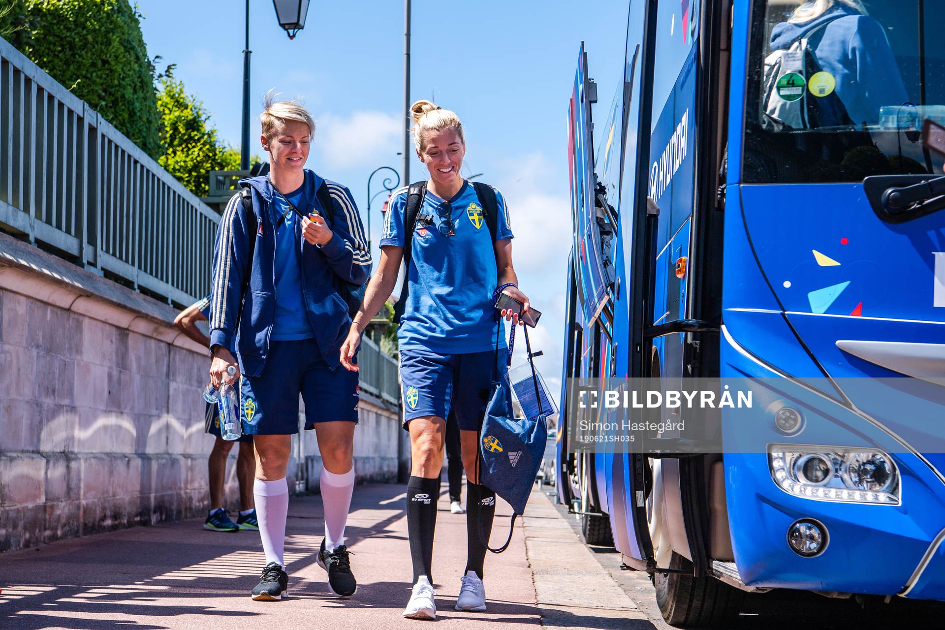Nilla Fischer and Linda Sembrant of Sweden leave the team
