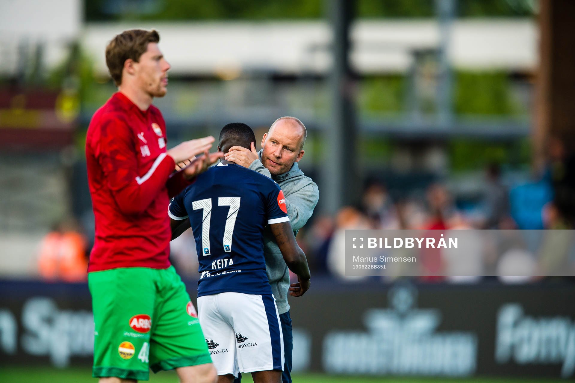 Muhamed Maudo Keita of Strømsgodset and Henrik Pedersen,