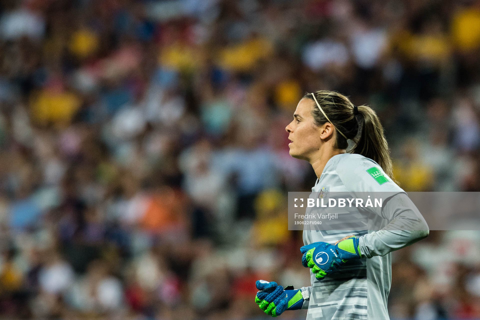 Goalkeeper Lydia Williams of Australia during the FIFA Women's World Cup match between Norway and Australia on June 22, 2019 in Nice.