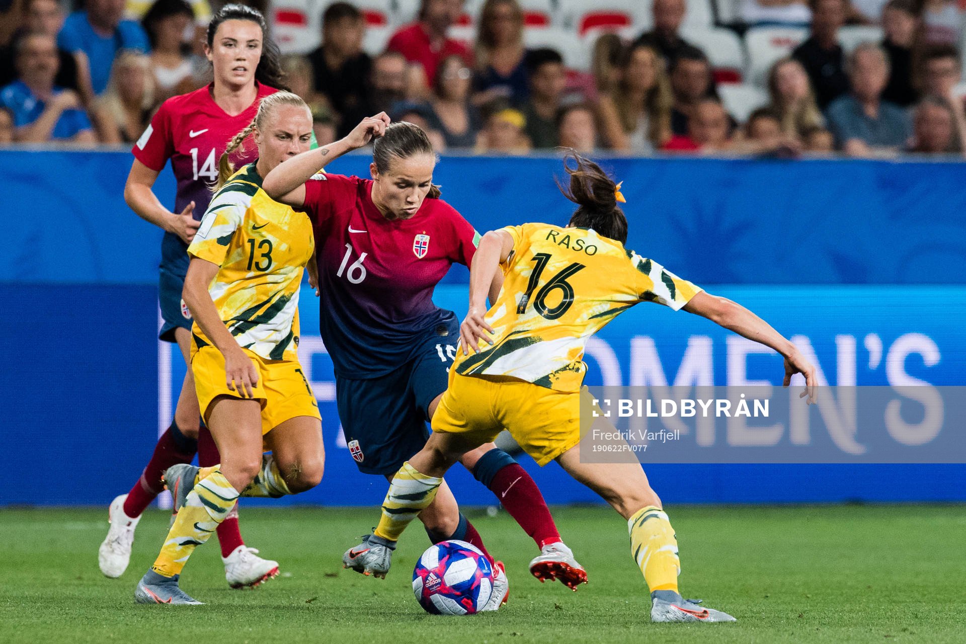 Tameka Yallop and Hayley Raso of Australia against Guro