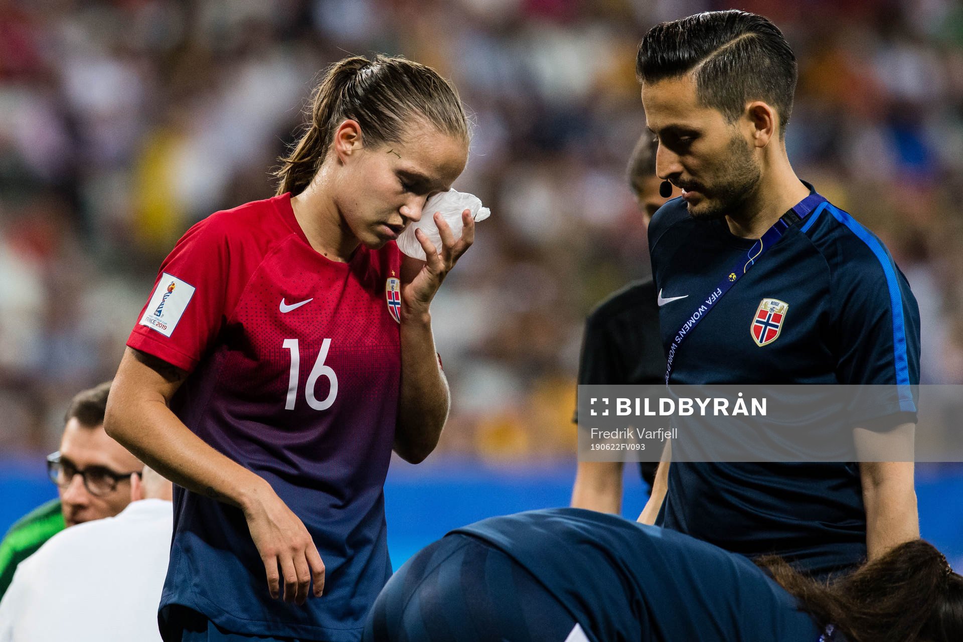 Guro Reiten of Norway with an injury