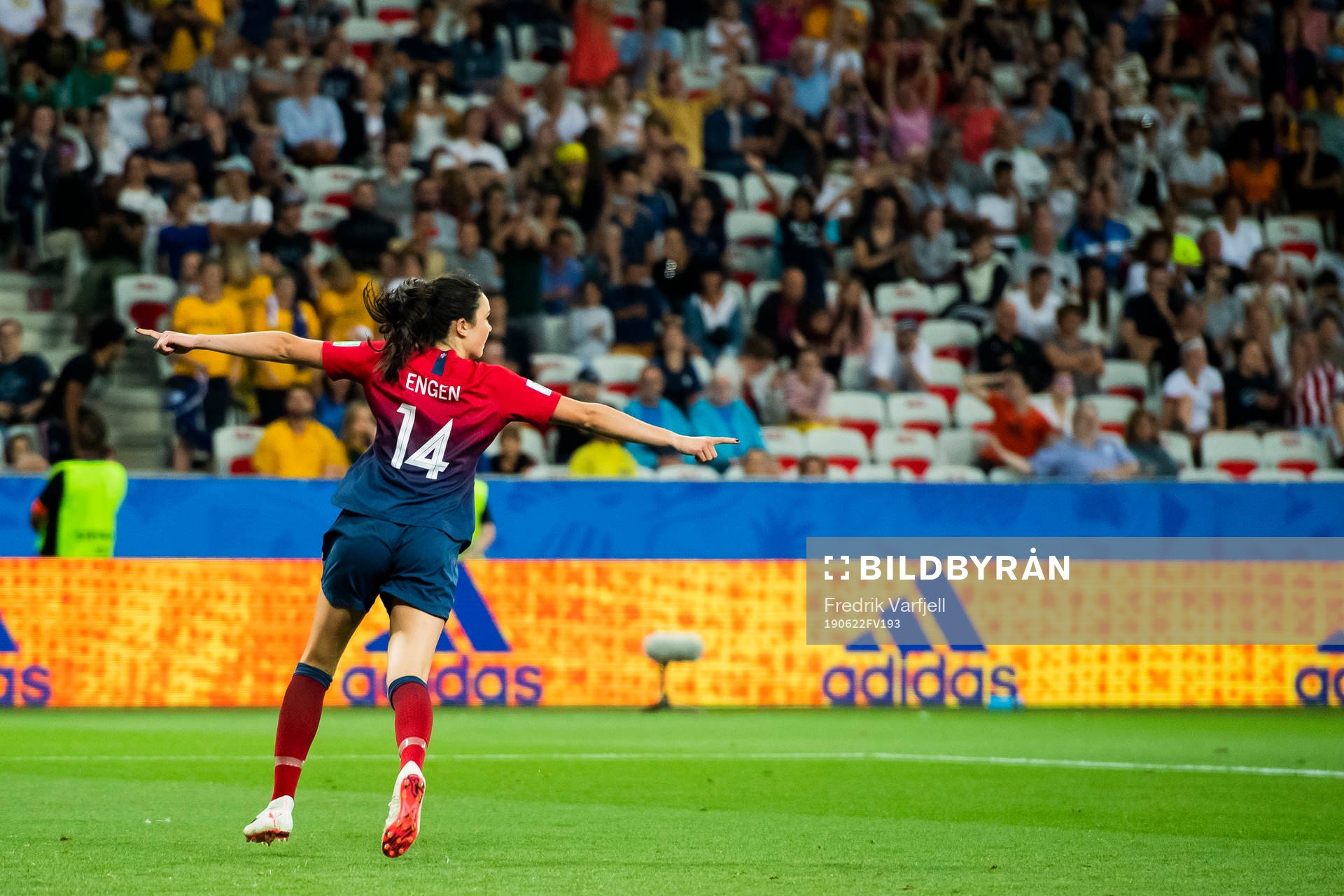 Ingrid Syrstad Engen of Norway celebrates