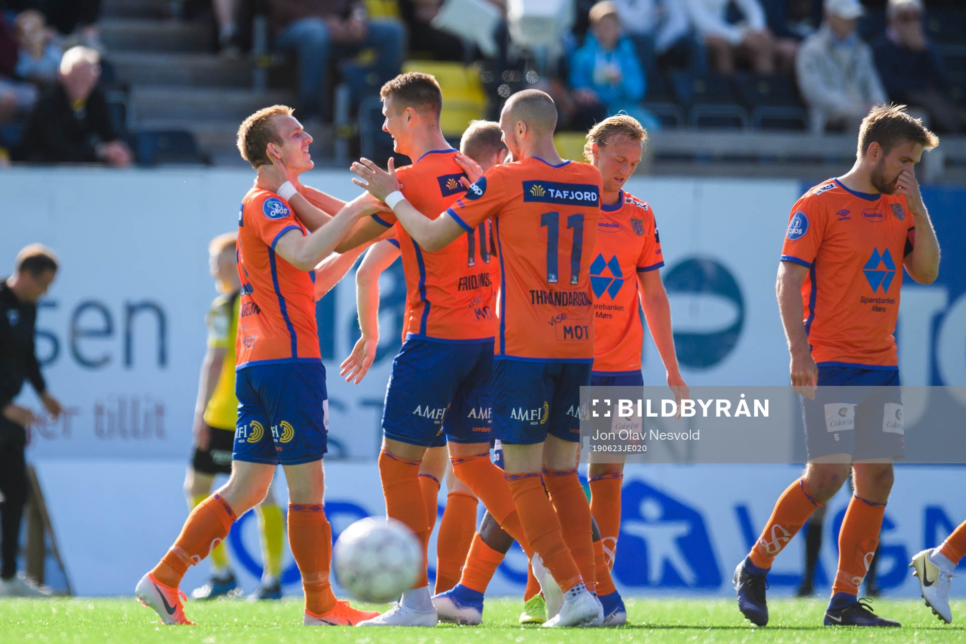 Torbjørn Agdestein of Aalesund celebrates the 0-1 goal during the OBOS-ligaen match between Raufoss and Aalesund on June 23, 2019 in Raufoss.