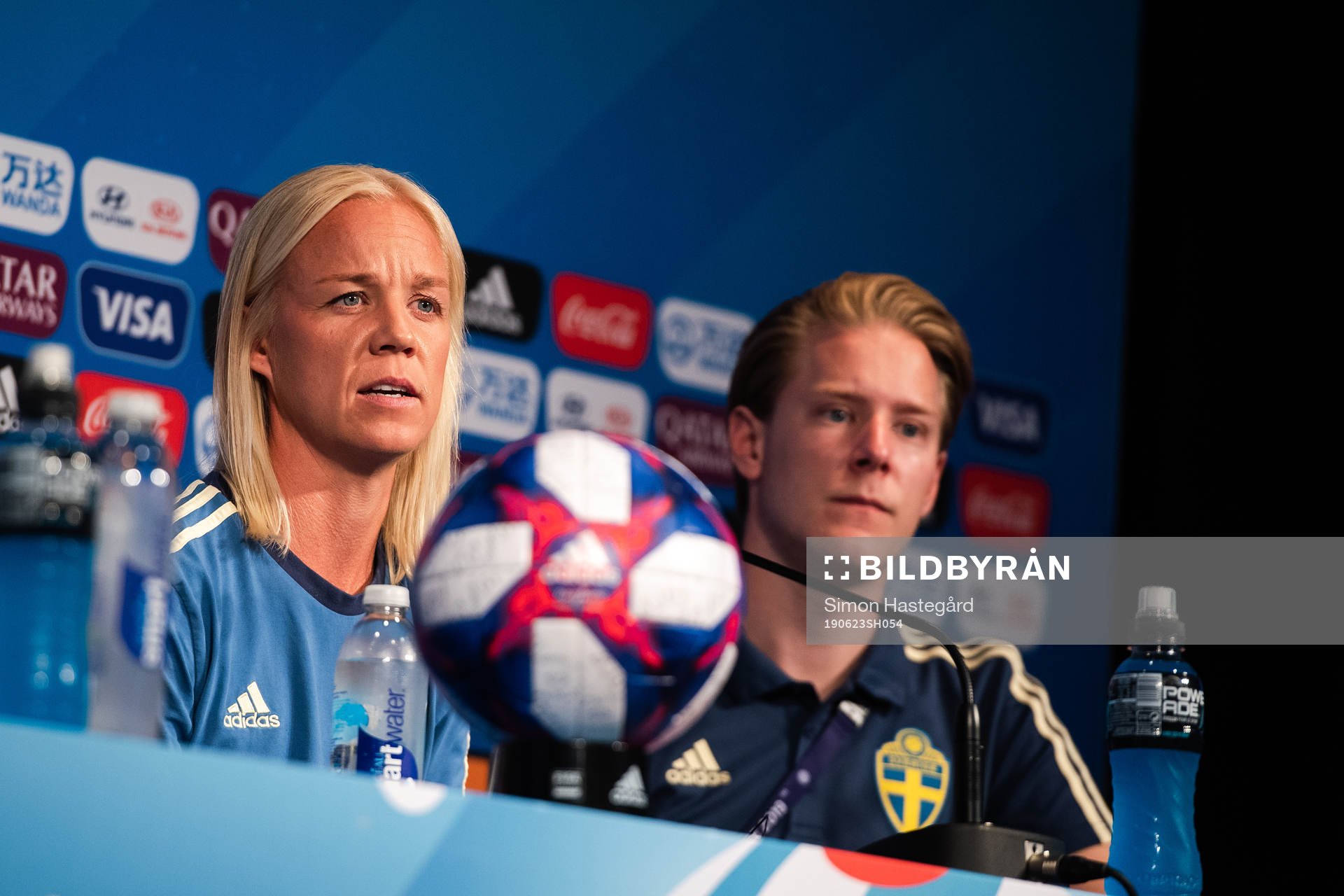 Caroline Seger and Press officer Fredrik Madestam of Sweden