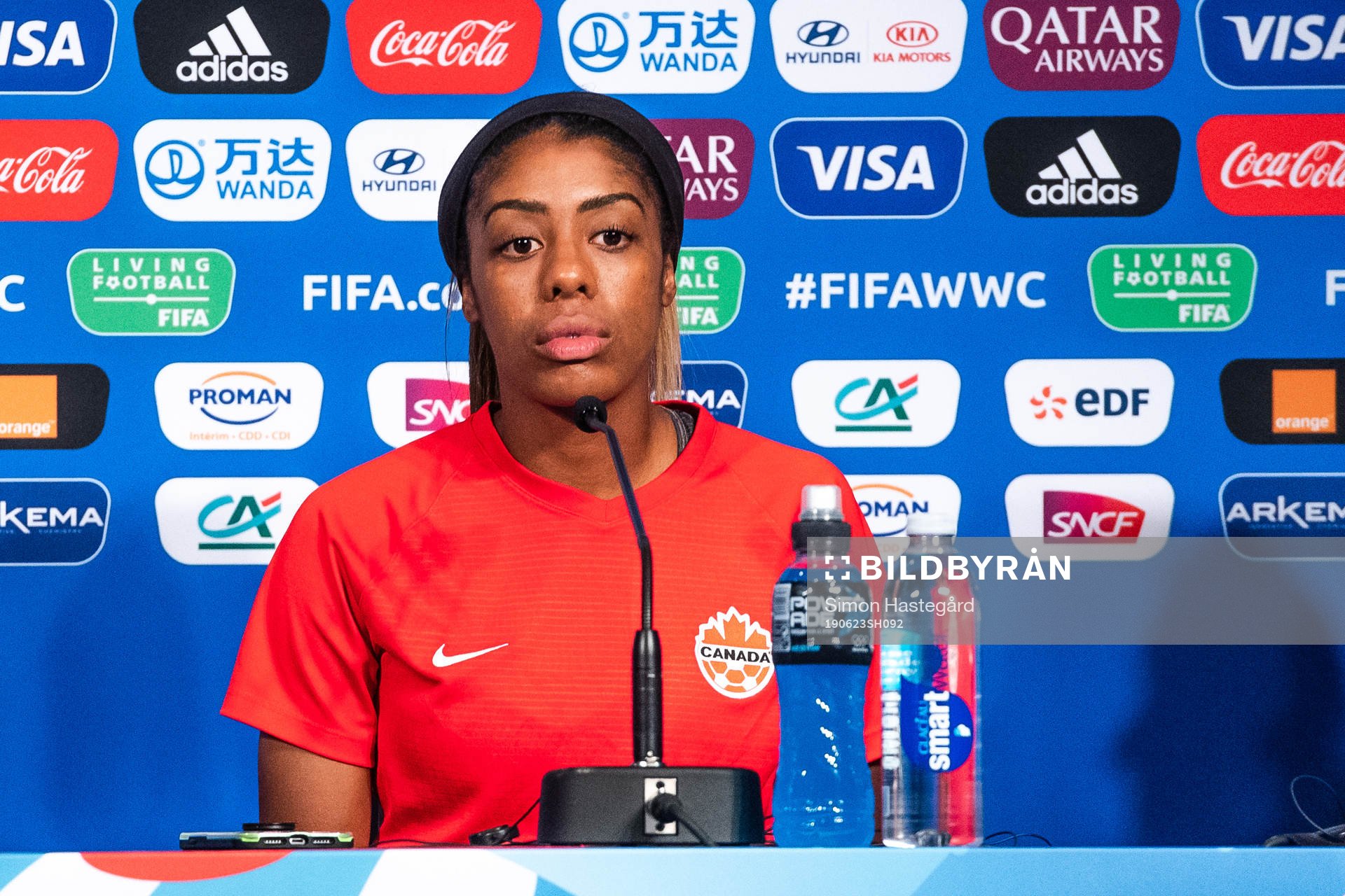 Ashley Lawrence of Canada during a press conference on June 23, 2019 in Paris.
