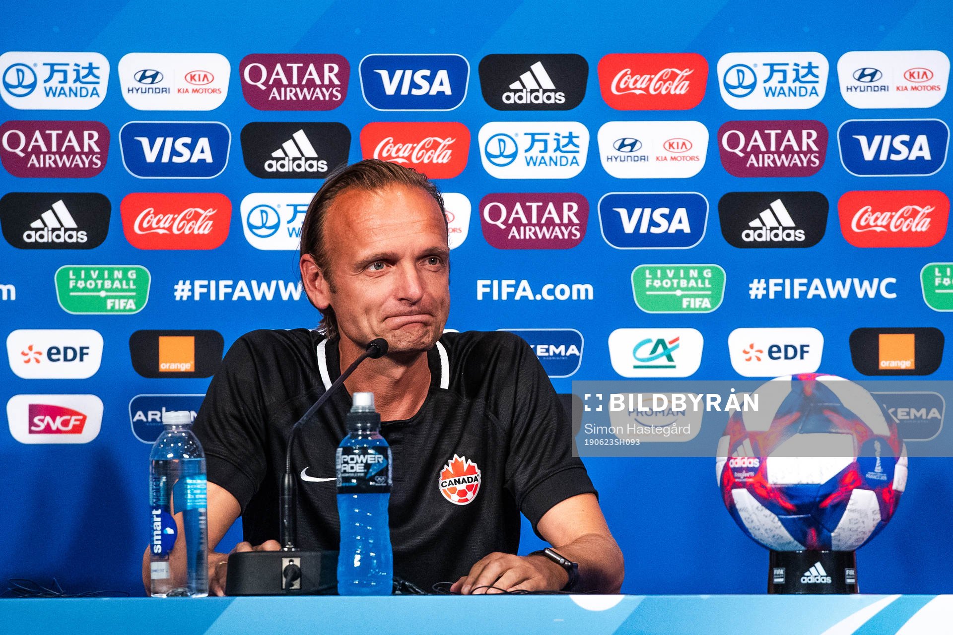 Kenneth Heiner-Møller ,head coach of Canada during a press conference on June 23, 2019 in Paris.