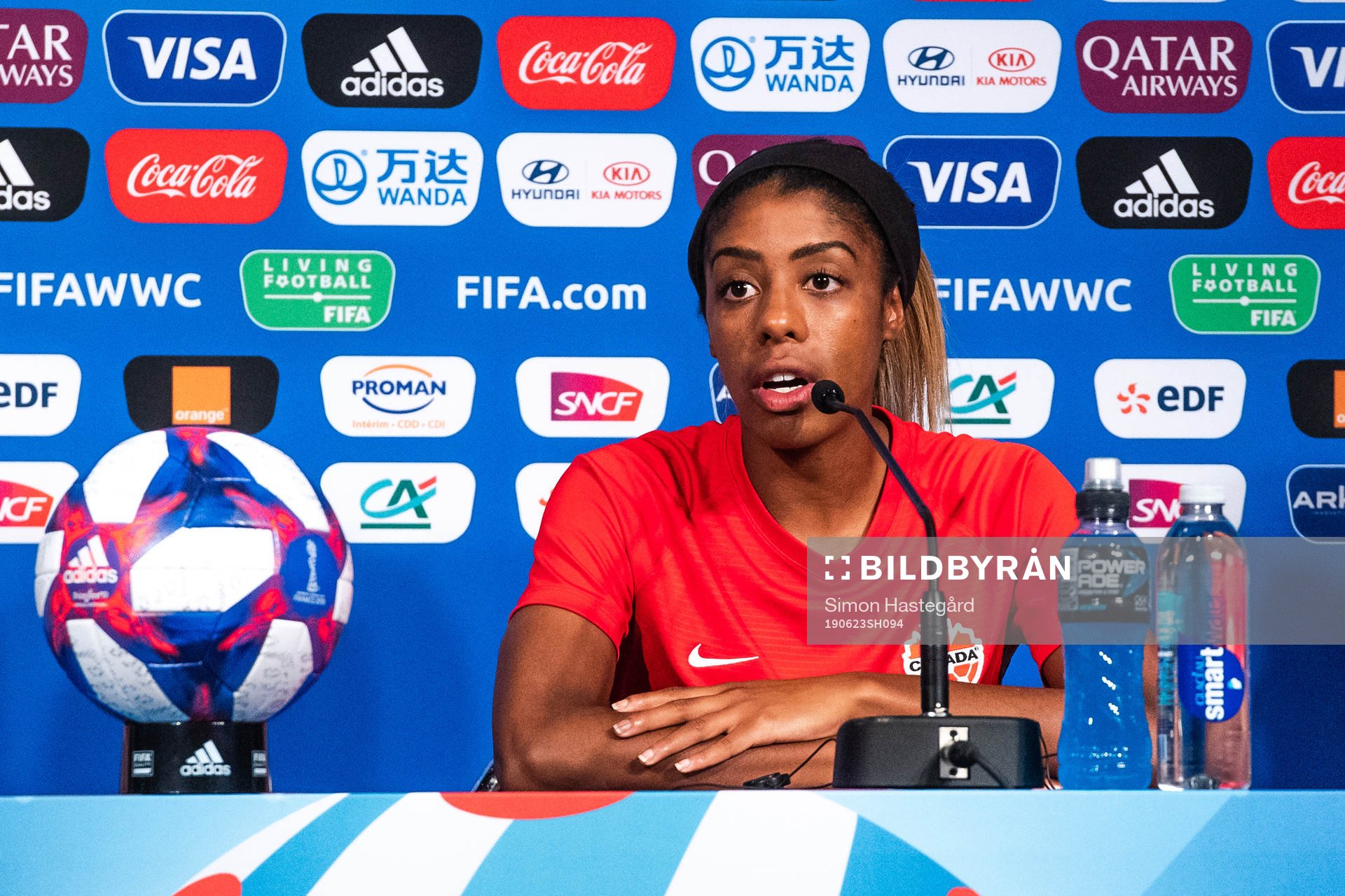 Ashley Lawrence of Canada during a press conference on June 23, 2019 in Paris.