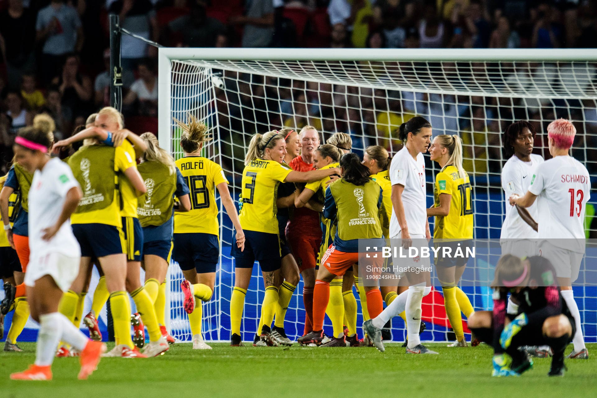 Players of Sweden celebrates winning