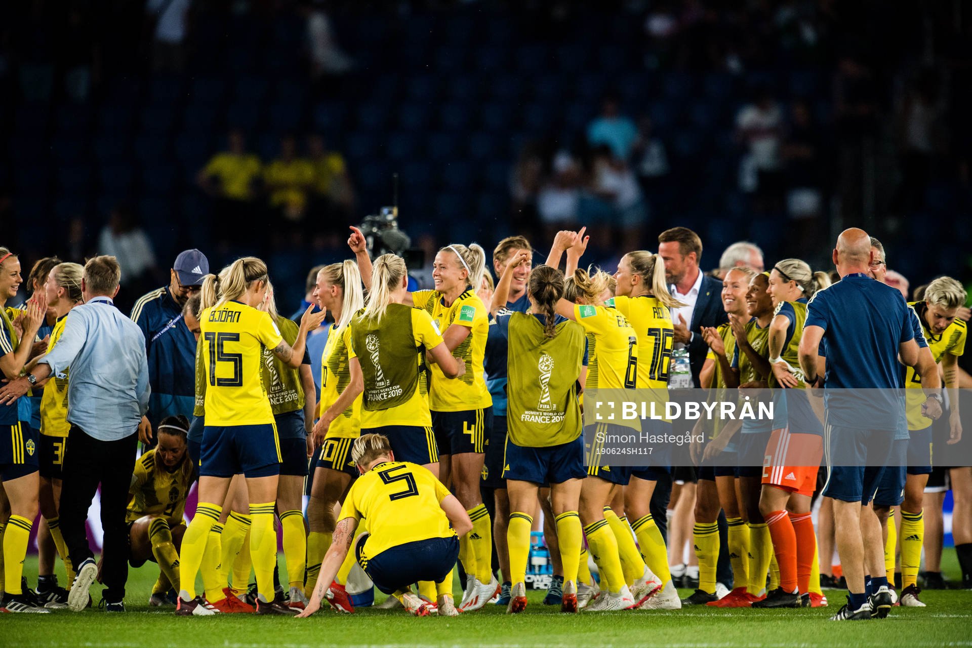 Players of Sweden celebrates winning
