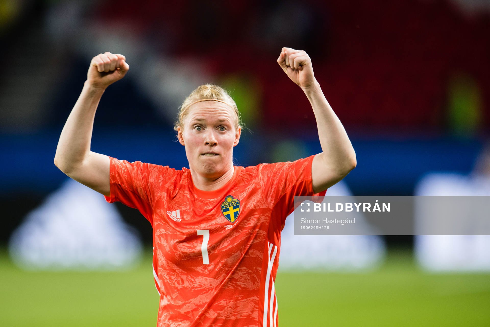 Goalkeeper Hedvig Lindahl  of Sweden celebrates winning