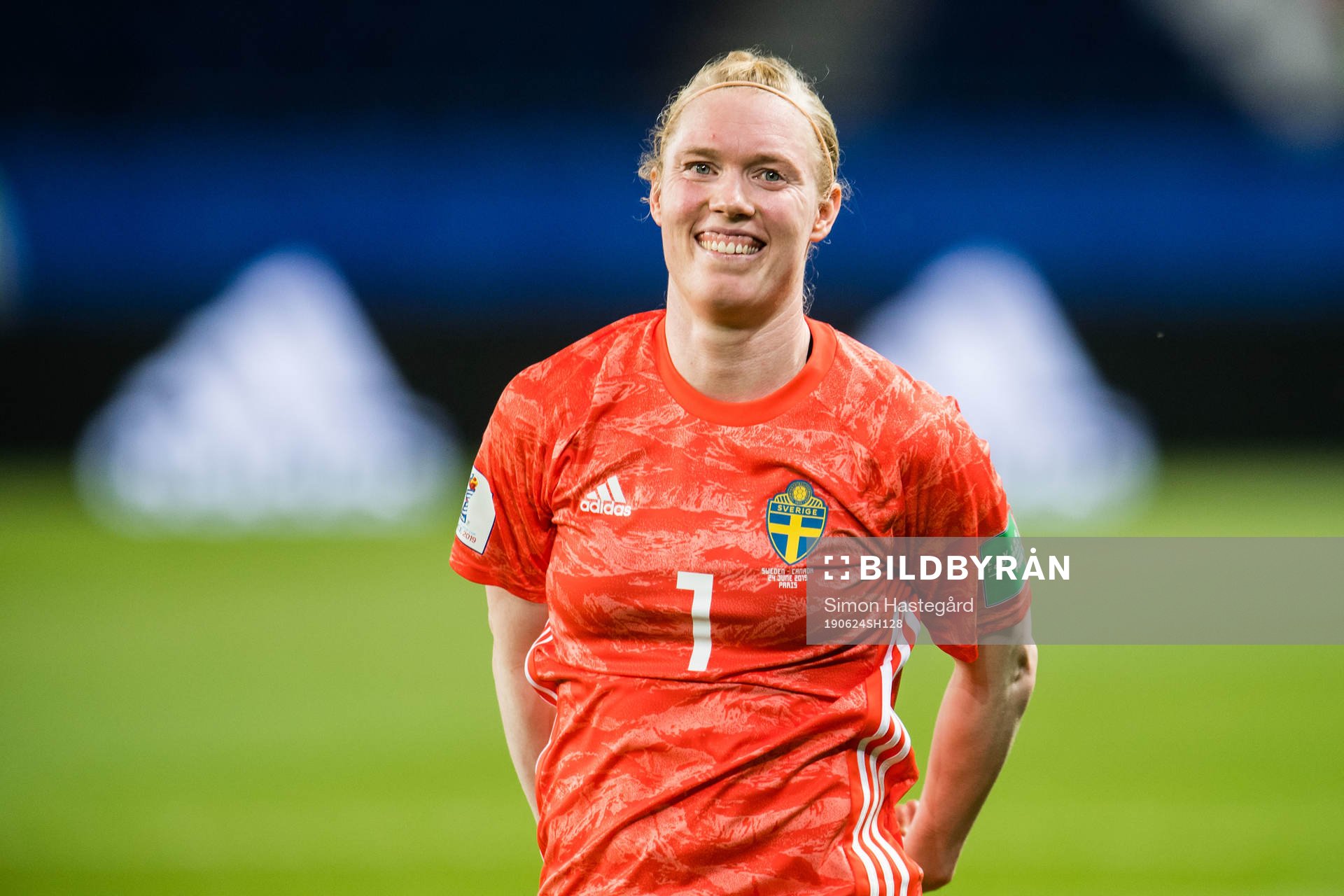 Goalkeeper Hedvig Lindahl of Sweden celebrates winning