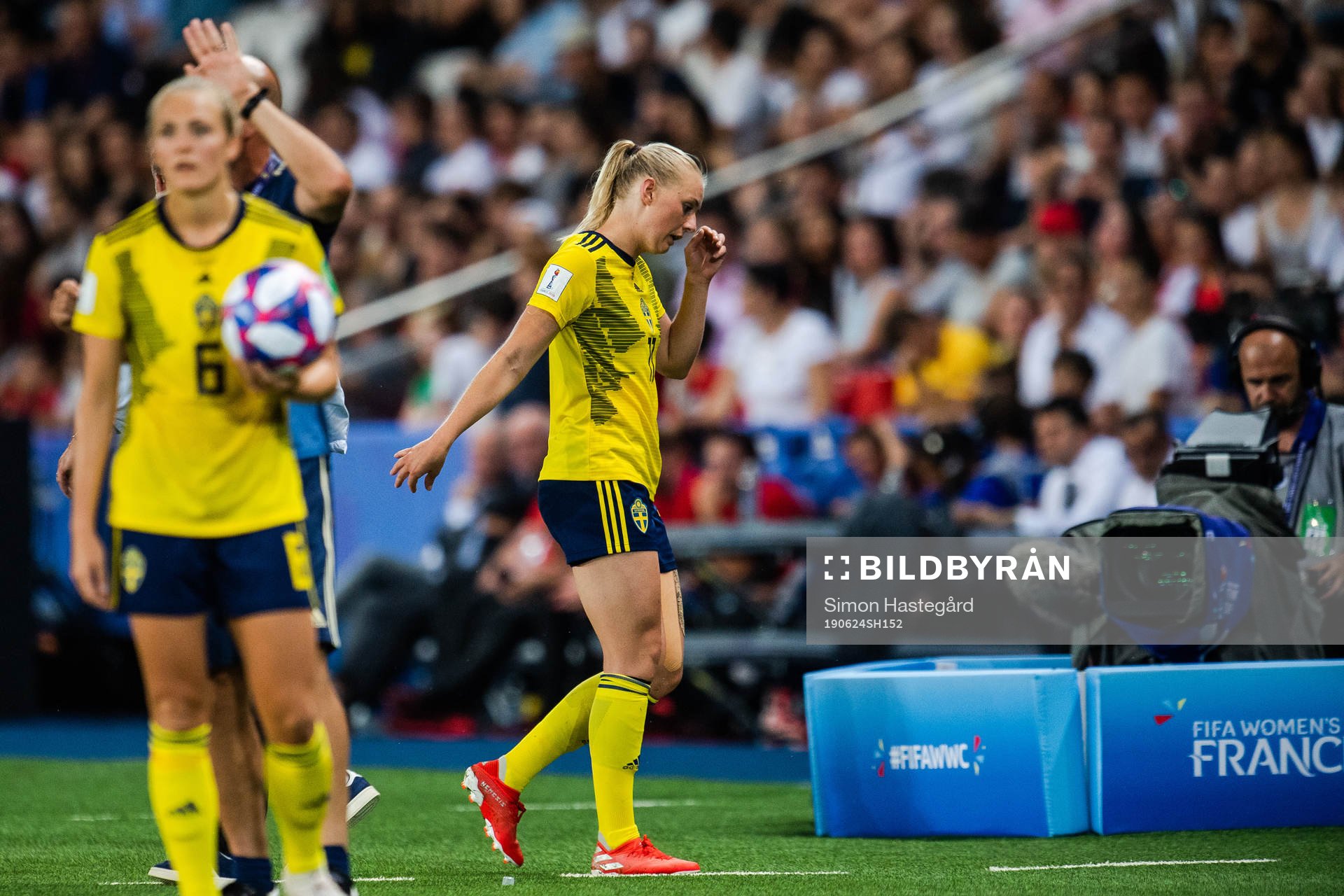 Stina Blackstenius of Sweden looks dejected when leaving