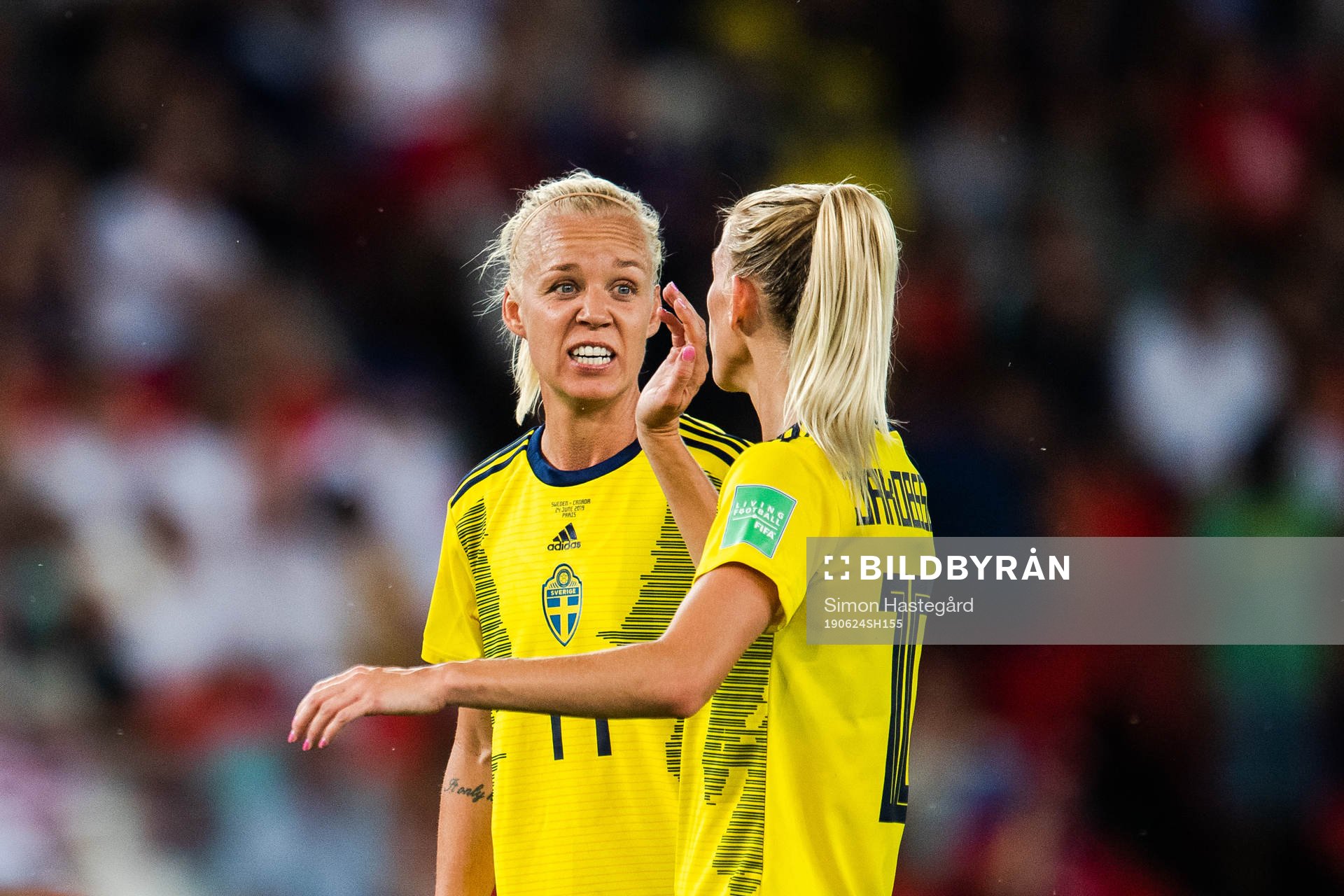 Caroline Seger and Sofia Jakobsson of Sweden
