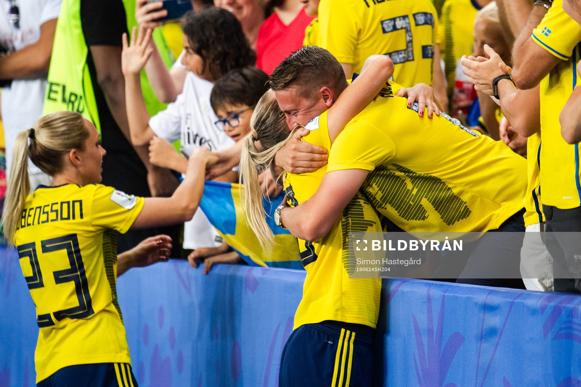 Fridolina Rolfö of Sweden celebrate with her boyfriend