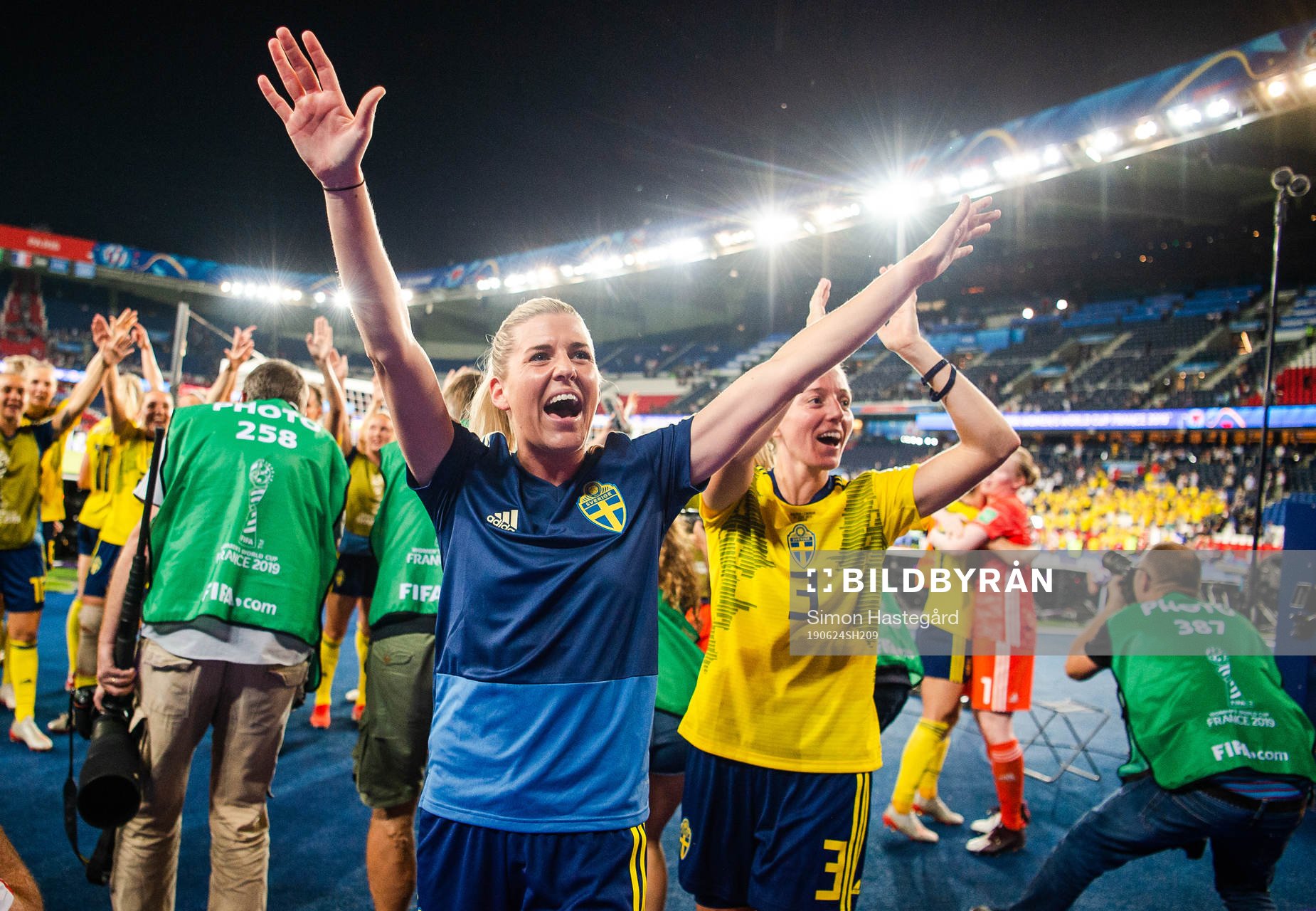 Olivia Schough of Sweden celebrates