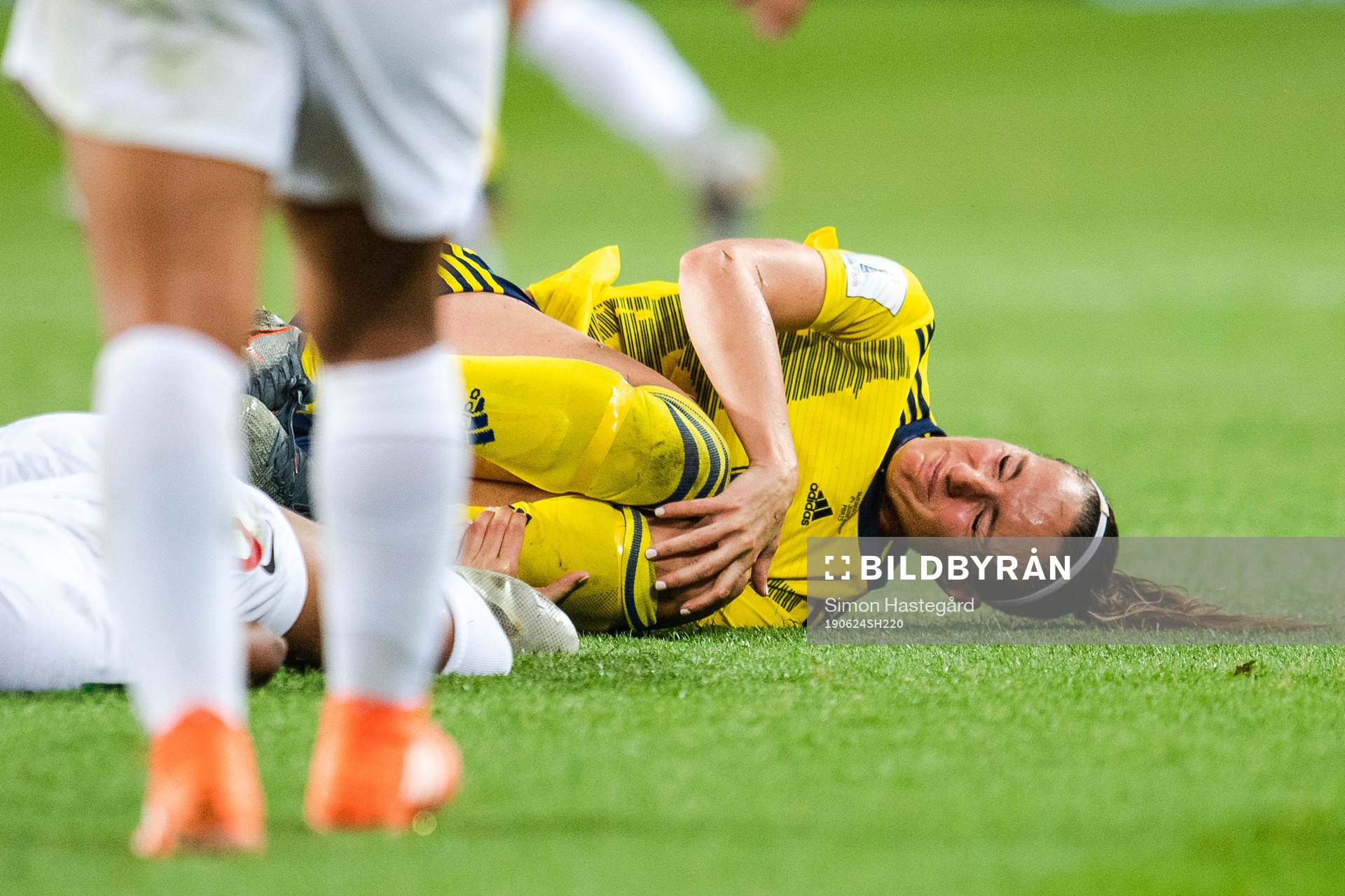 Kosovare Asllani of Sweden  in pain