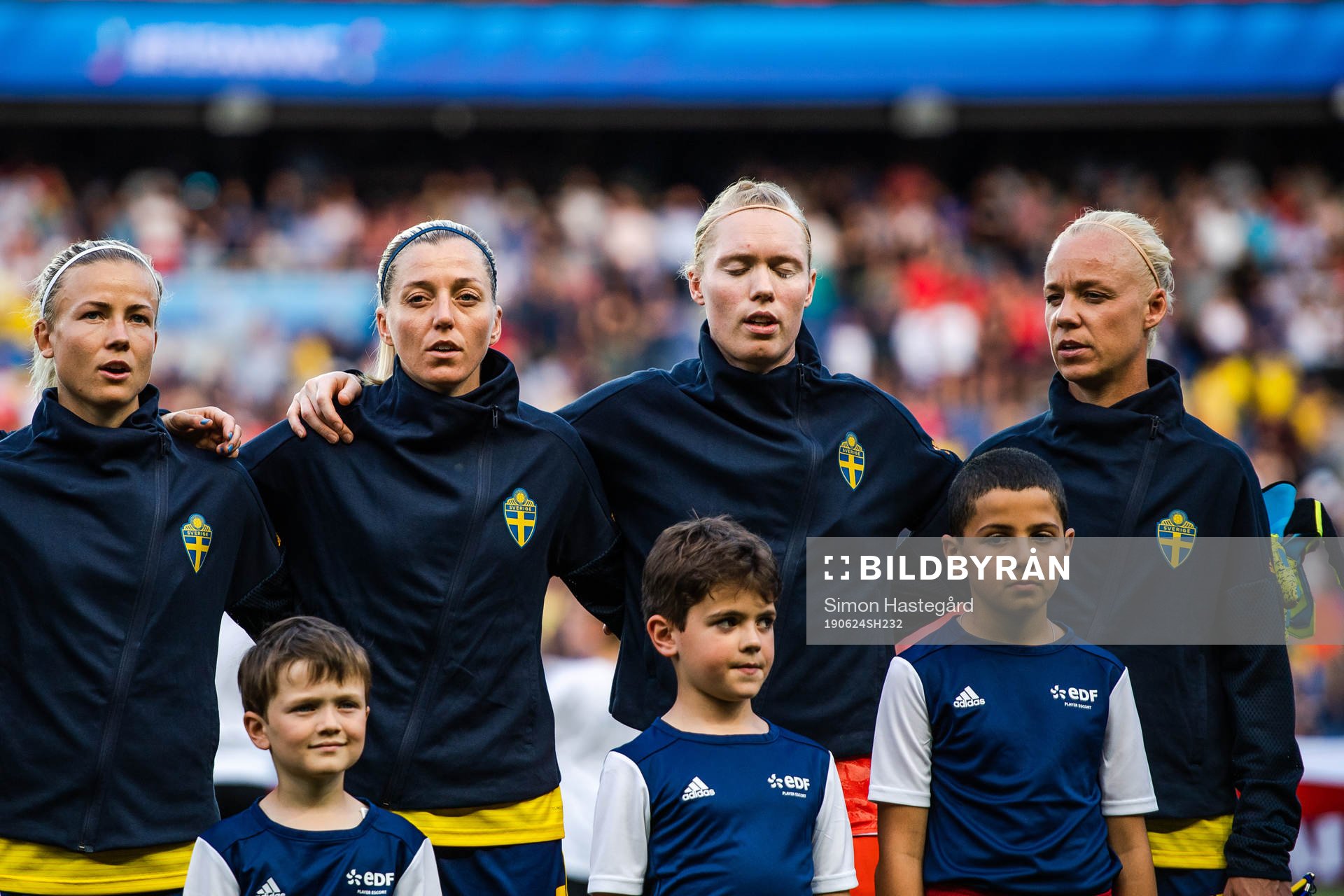 Hanna Glas , Linda Sembrant , goalkeeper Hedvig Lindahl ,