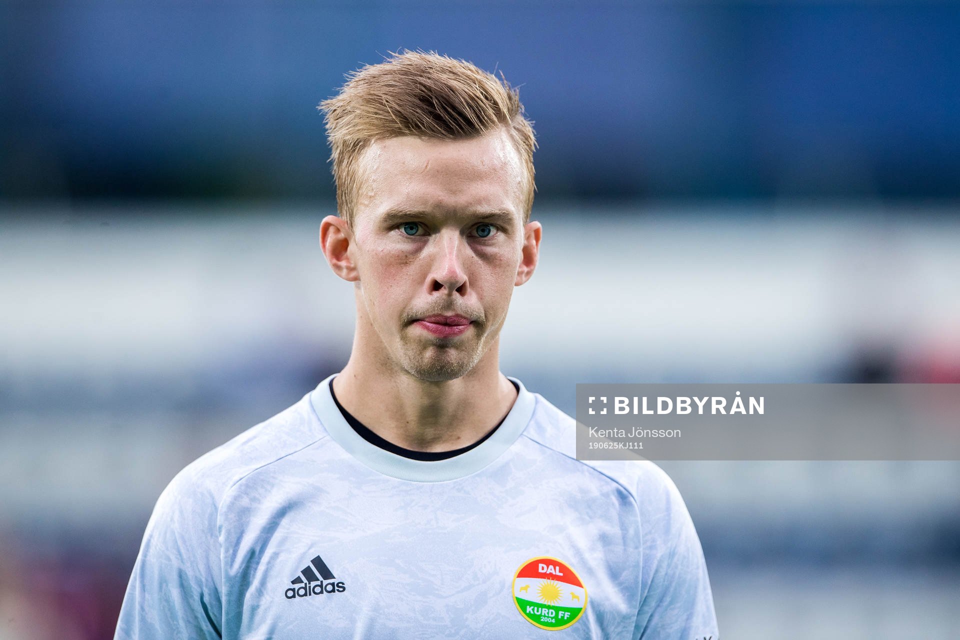 Dalkurds målvakt Andreas Andersson under lineup inför fotbollsmatchen i Superettan mellan Dalkurd och Västerås den 25 juni 2019 i Gävle. 