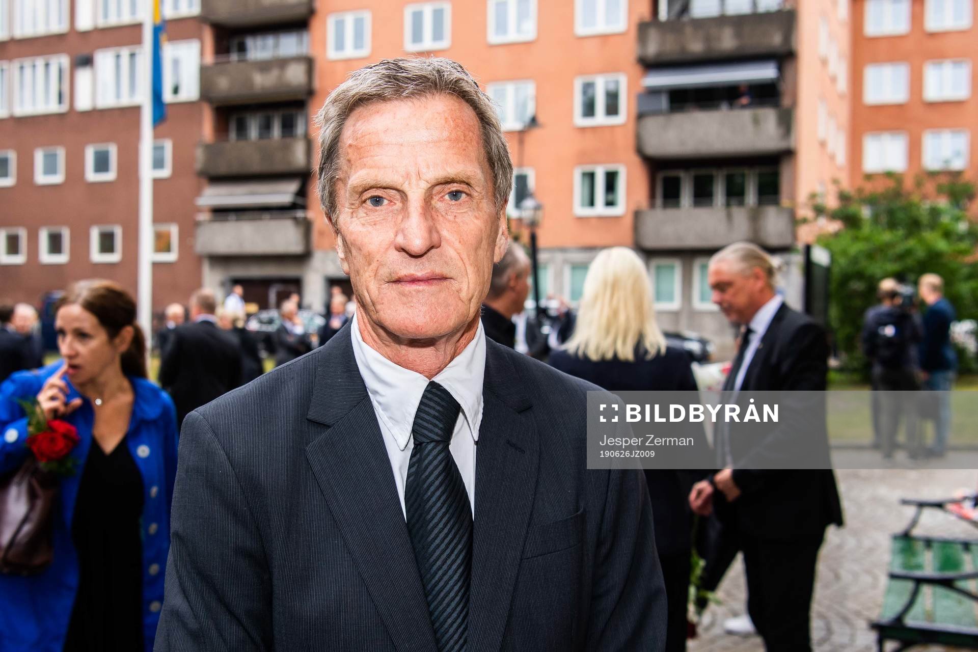 Leif Karlsson of AIK during the funeral of former UEFA president Lennart Johansson on June 26, in Stockholm.
